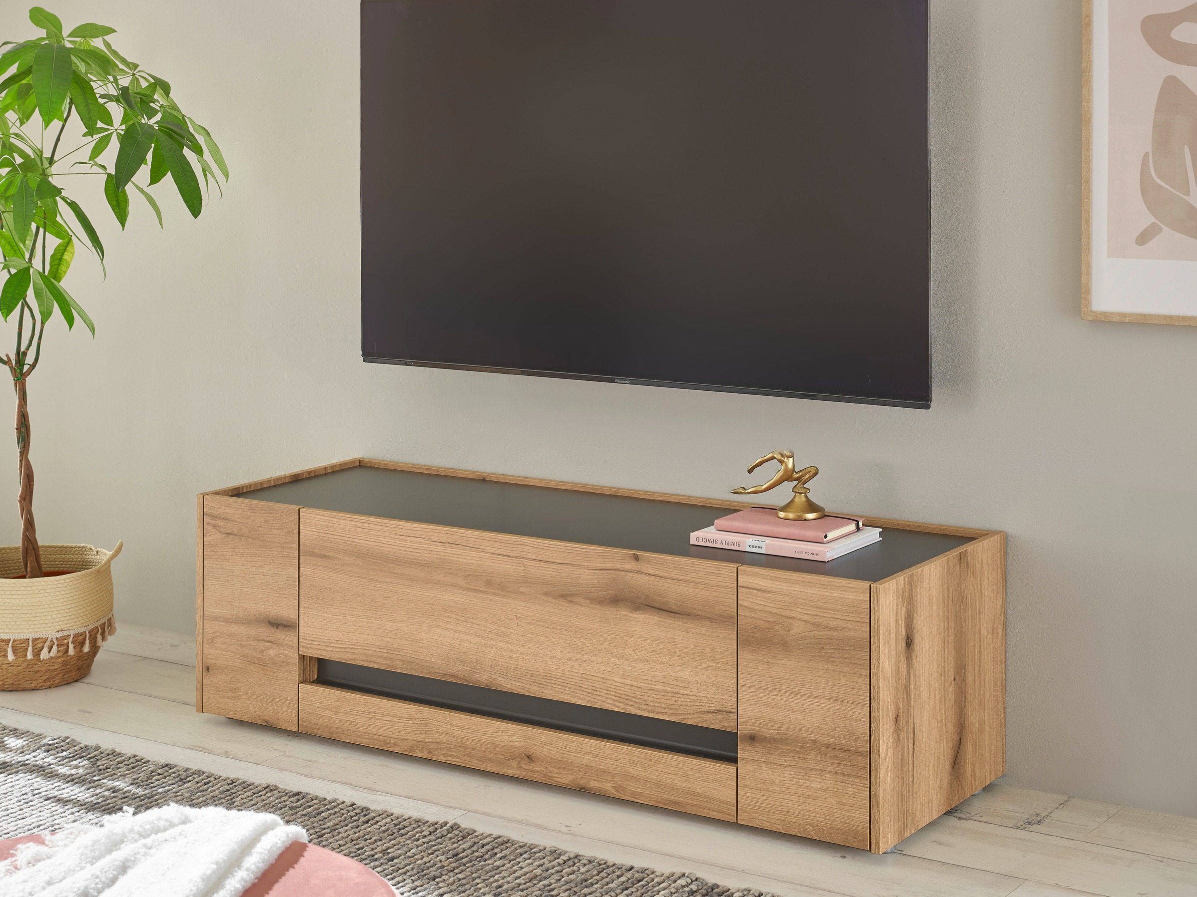 TV-bord Elbsori 114 (Egetræ + Antracit)