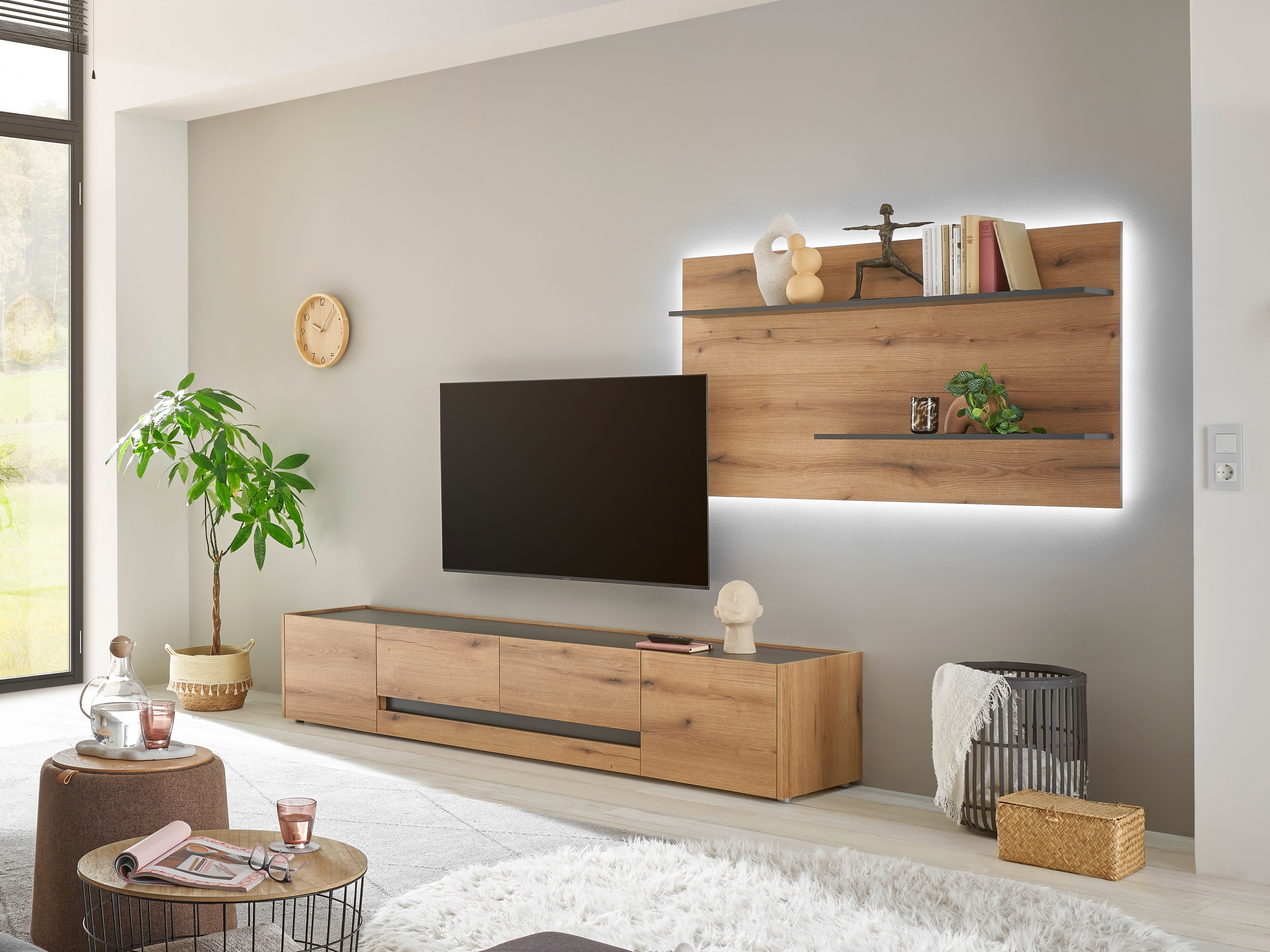 TV-bord Elbsori 116 (Egetræ + Antracit)