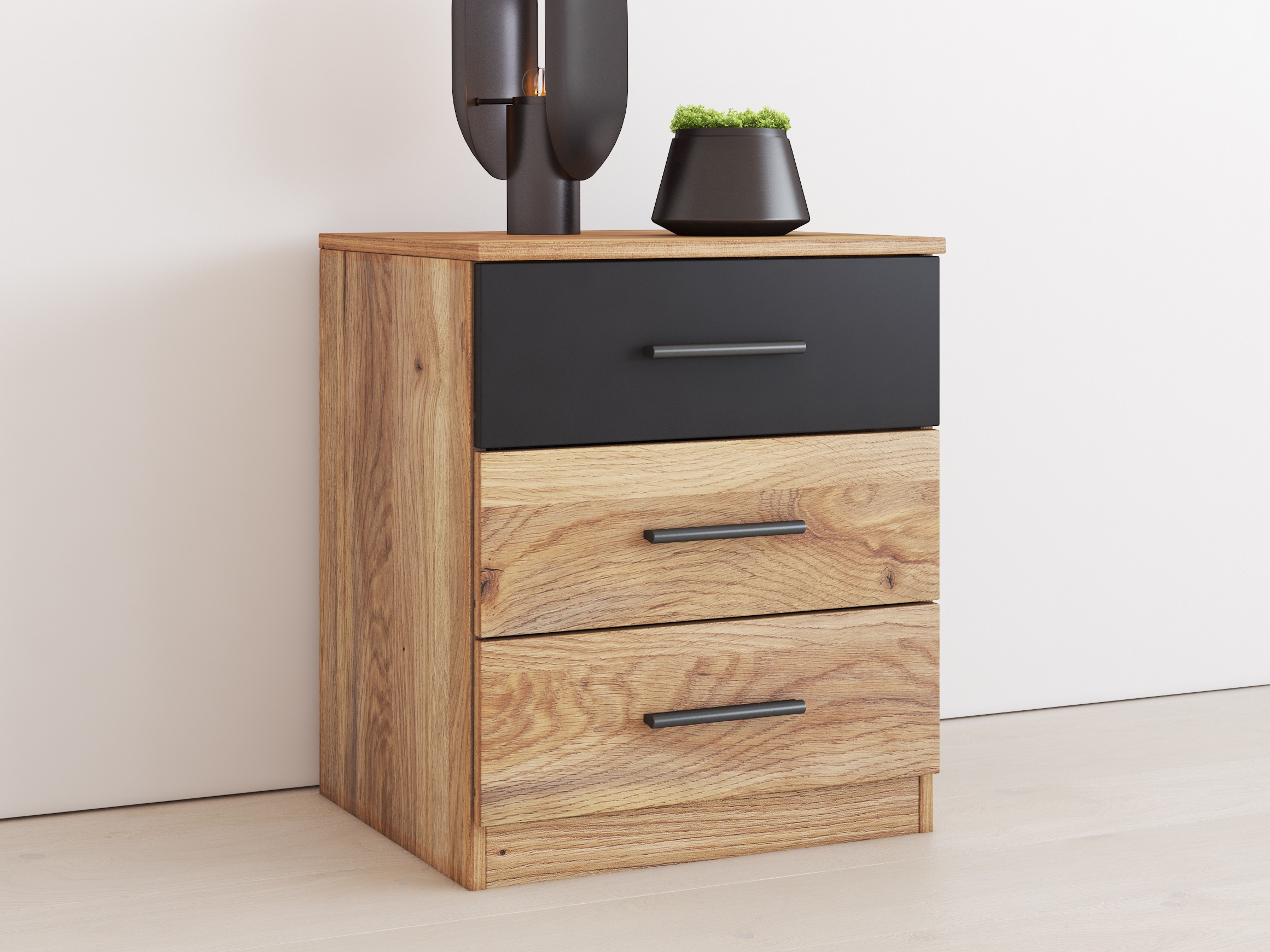 Sengebord Melvele 100 (Egetræ + Sort)