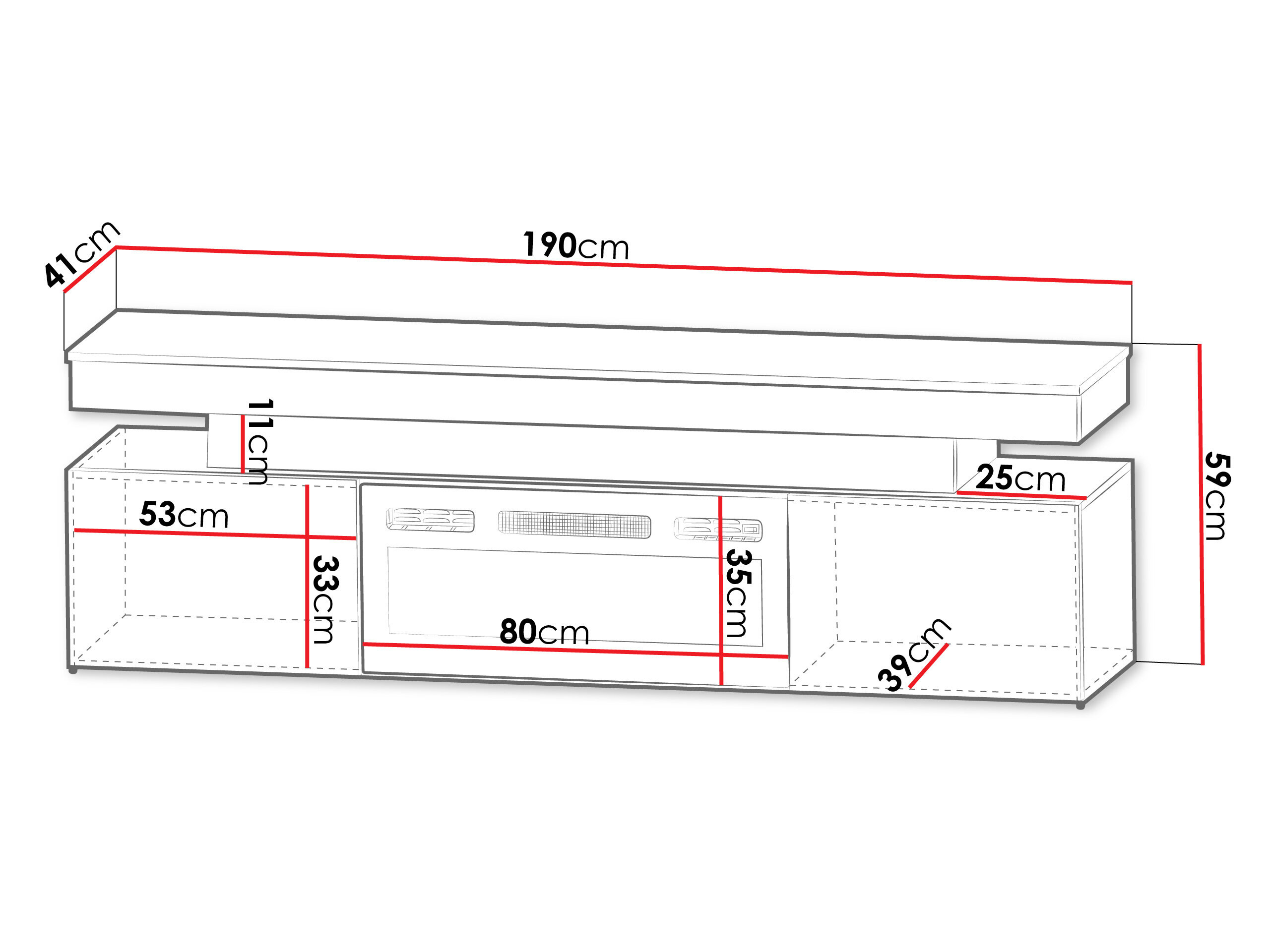 TV-bord Monfero 104 (Lysebrun)