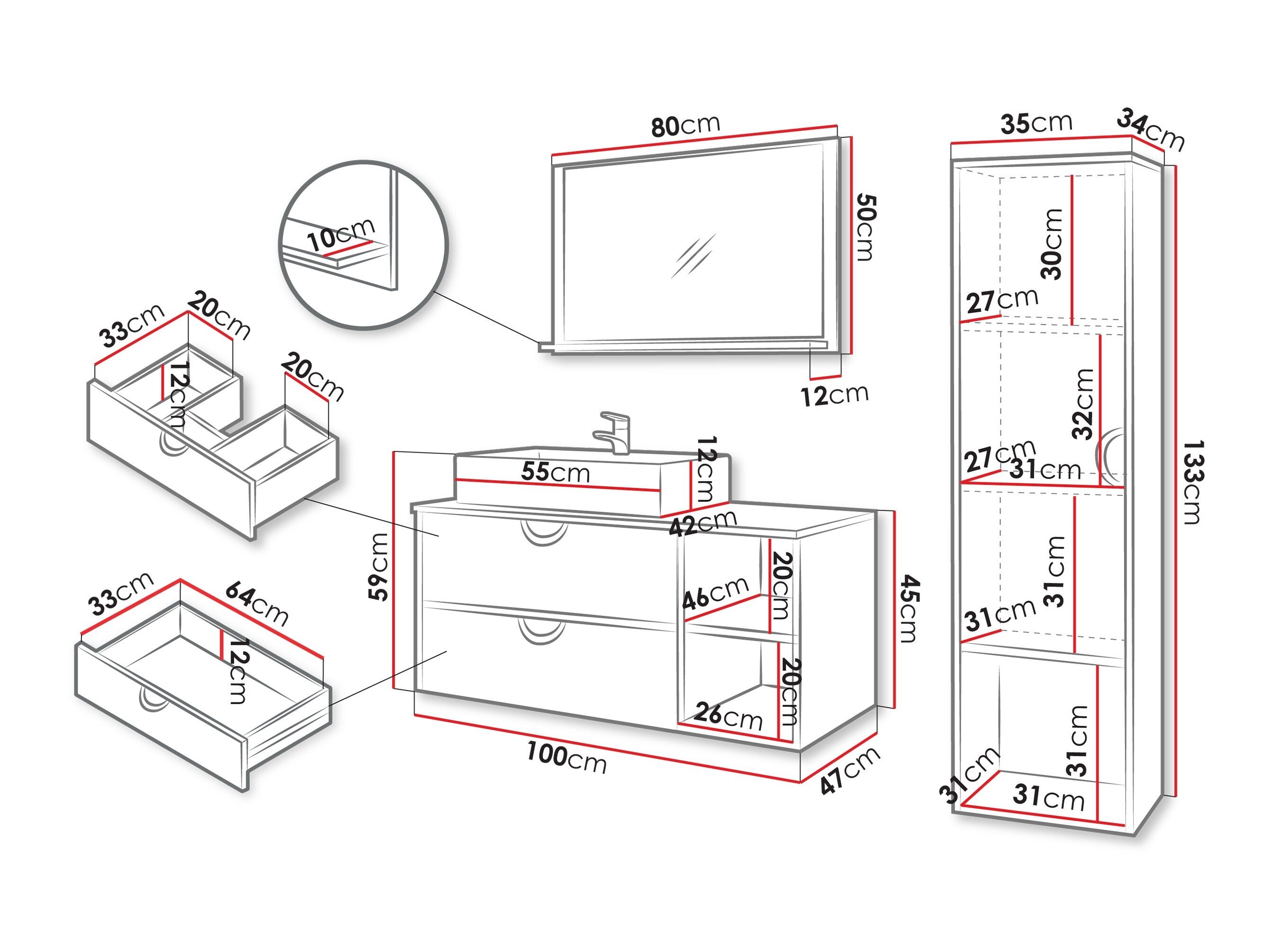 Badeværelsessæt Providence 196 (Sort)