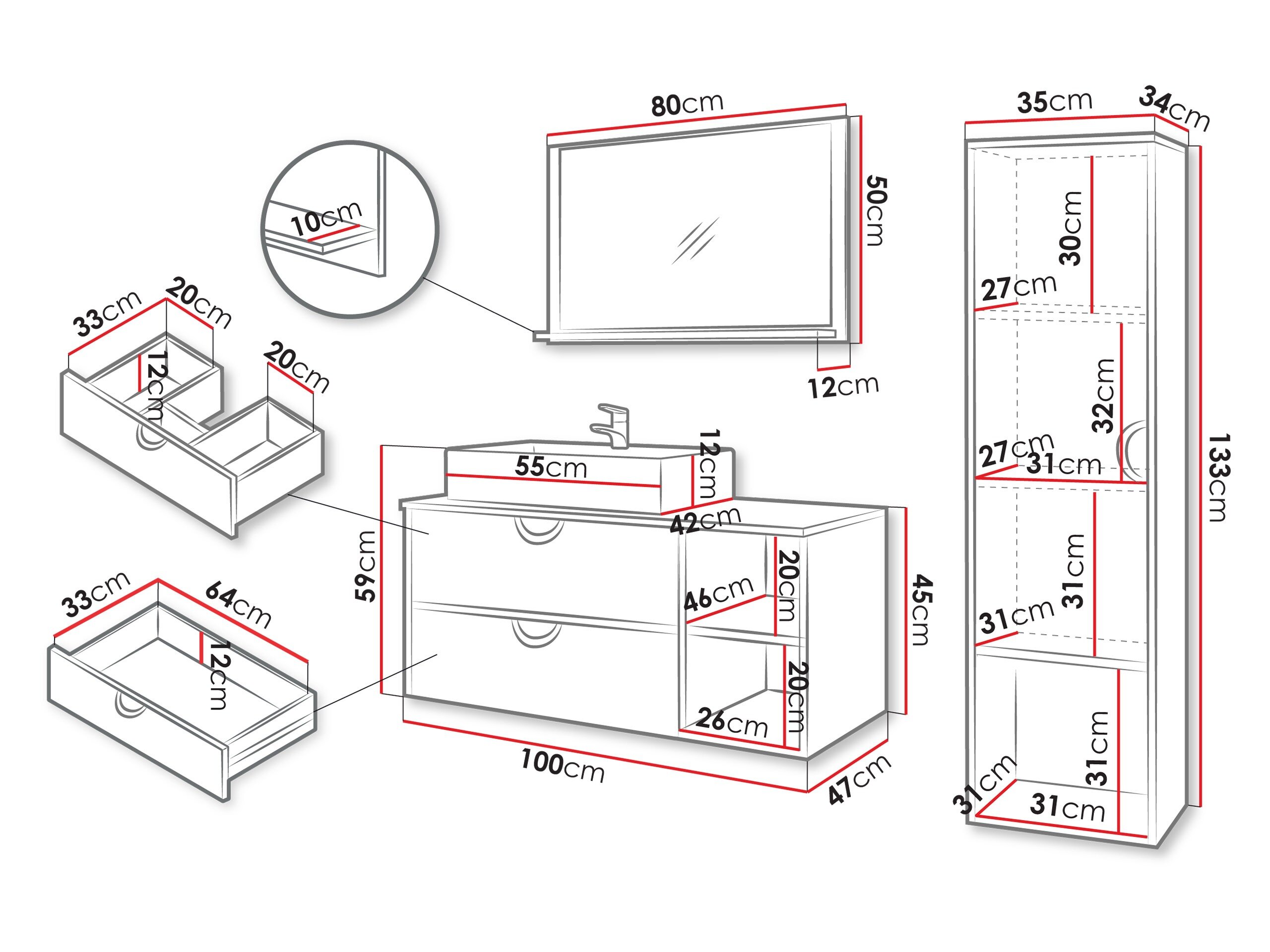 Badeværelsessæt Providence 196 (Egetræ)