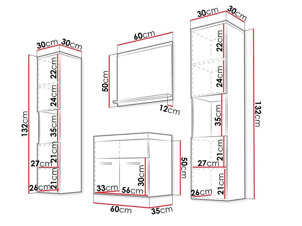 Badeværelsessæt Sarasota 123 (Grafit)