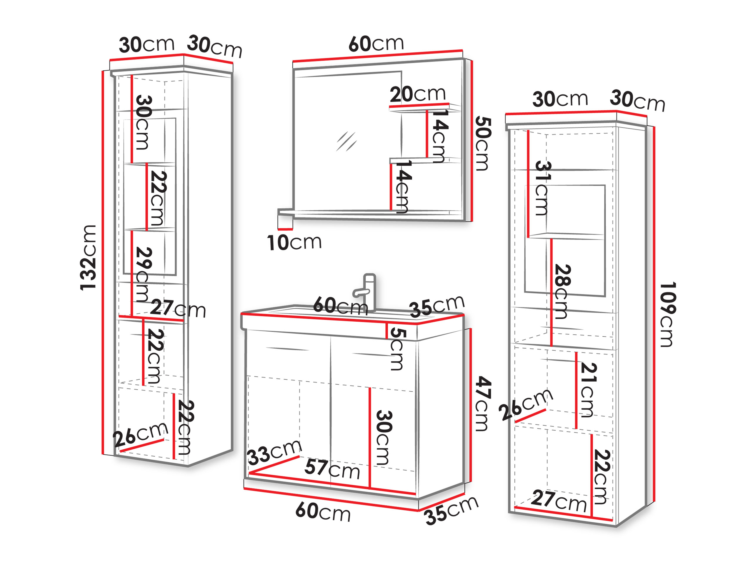 Badeværelsessæt Sarasota 141 (Matera grå + Kastanje)