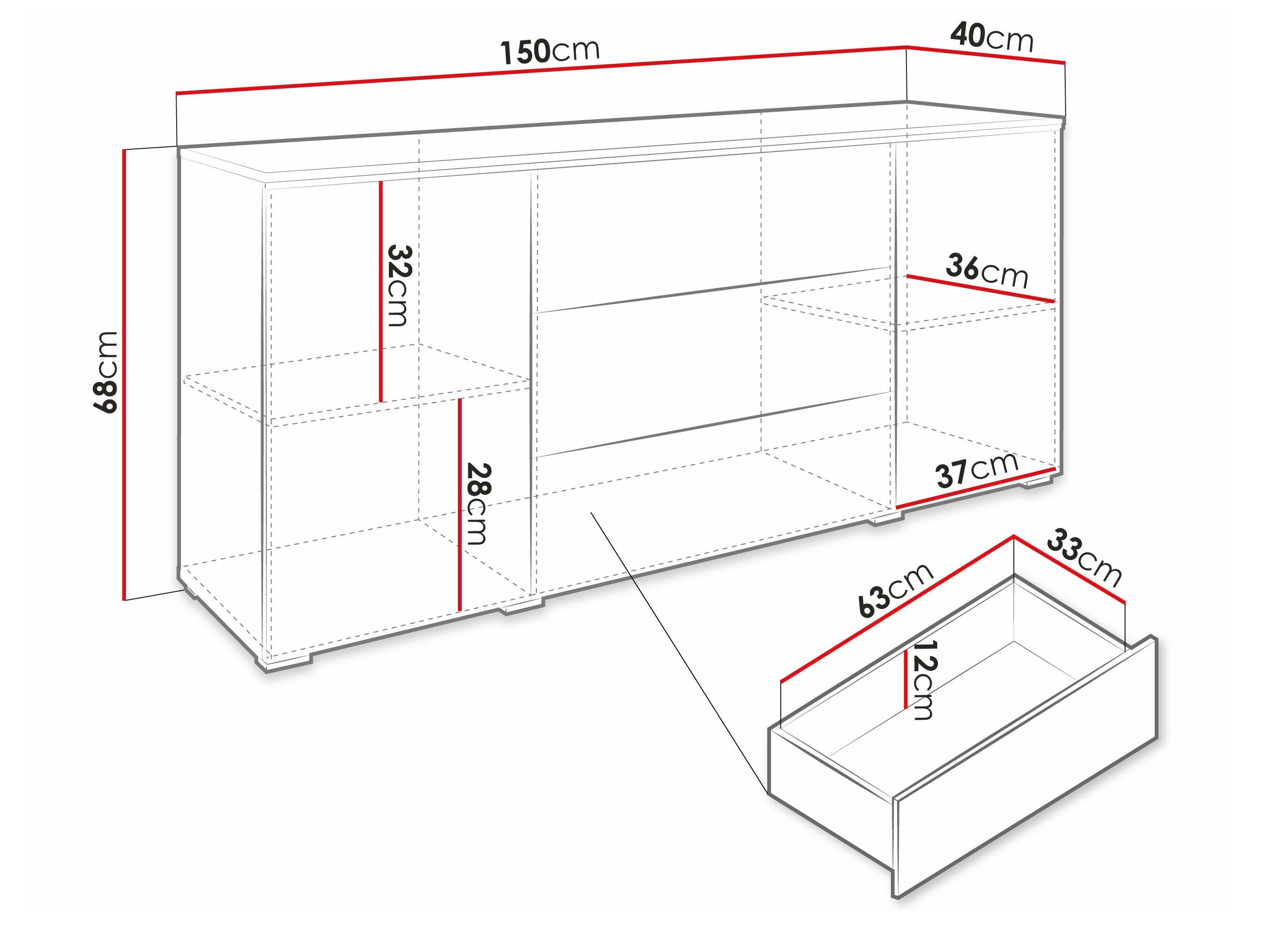 Kommode Sarasota 142 (Hvid + Glansfuld hvid)