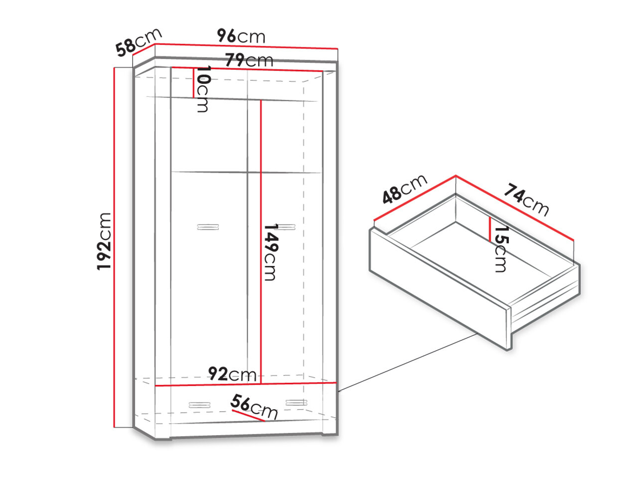 Garderobeskab Serfeno 100 (Craft hvid)