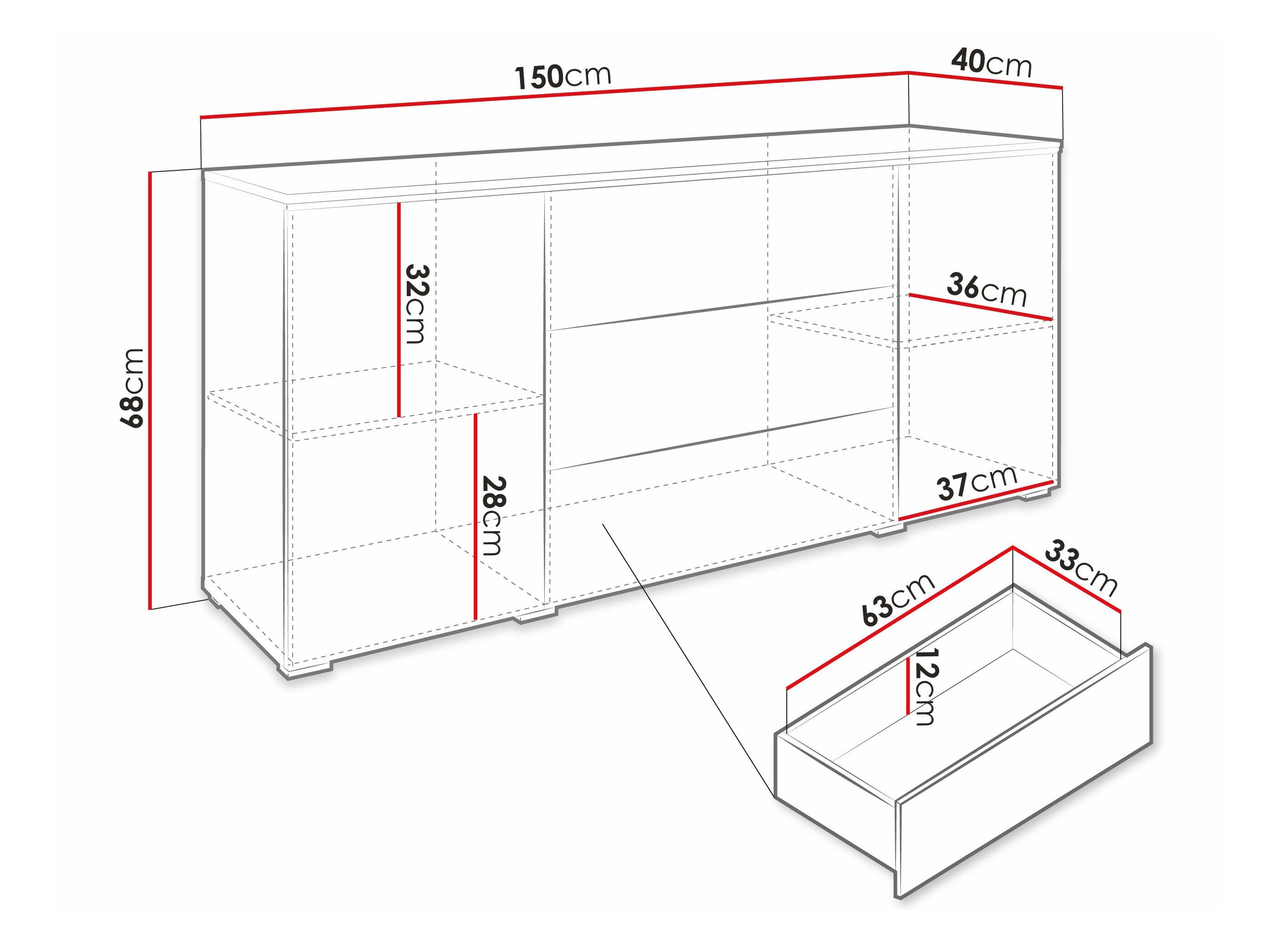 Kommode Sarasota 142 (Wotan eg + Blank sort)