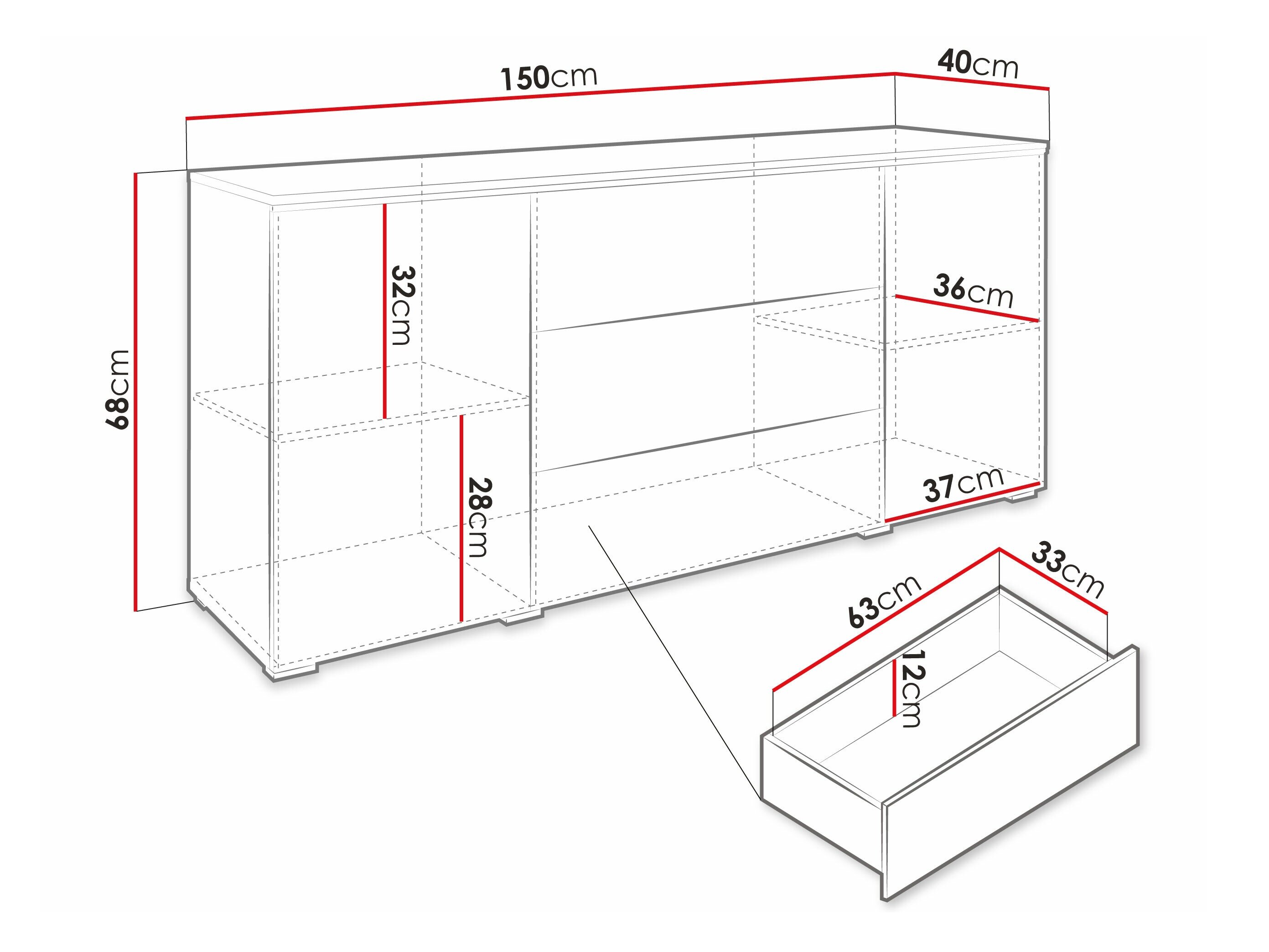 Kommode Sarasota 142 (Wotan eg + Blank sort)