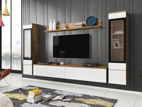 Stuemøbelsæt Sarasota 126 (Wotan eg + Glansfuld hvid)