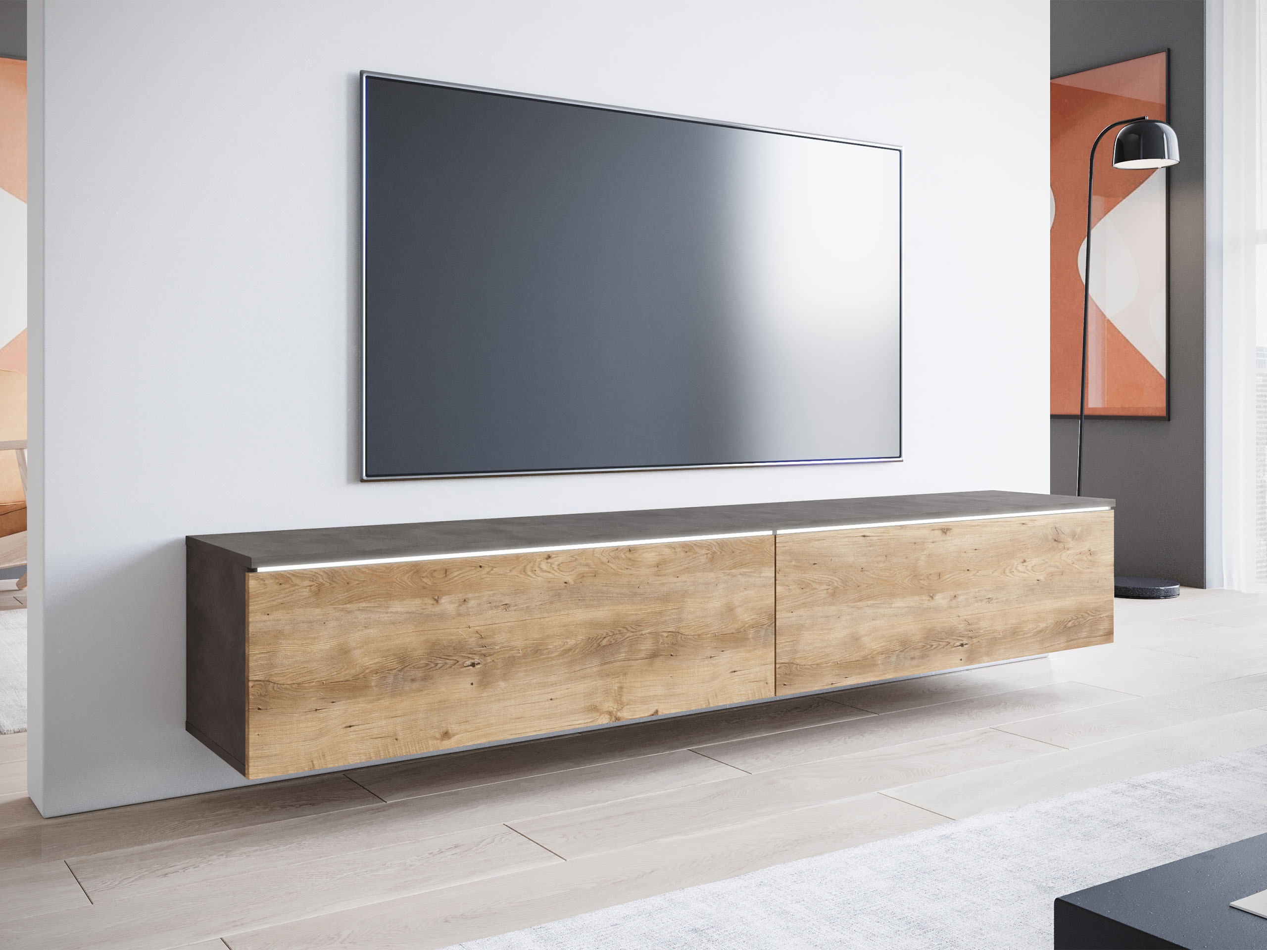 TV-bord Scientia I (Matera grå + Kastanje)
