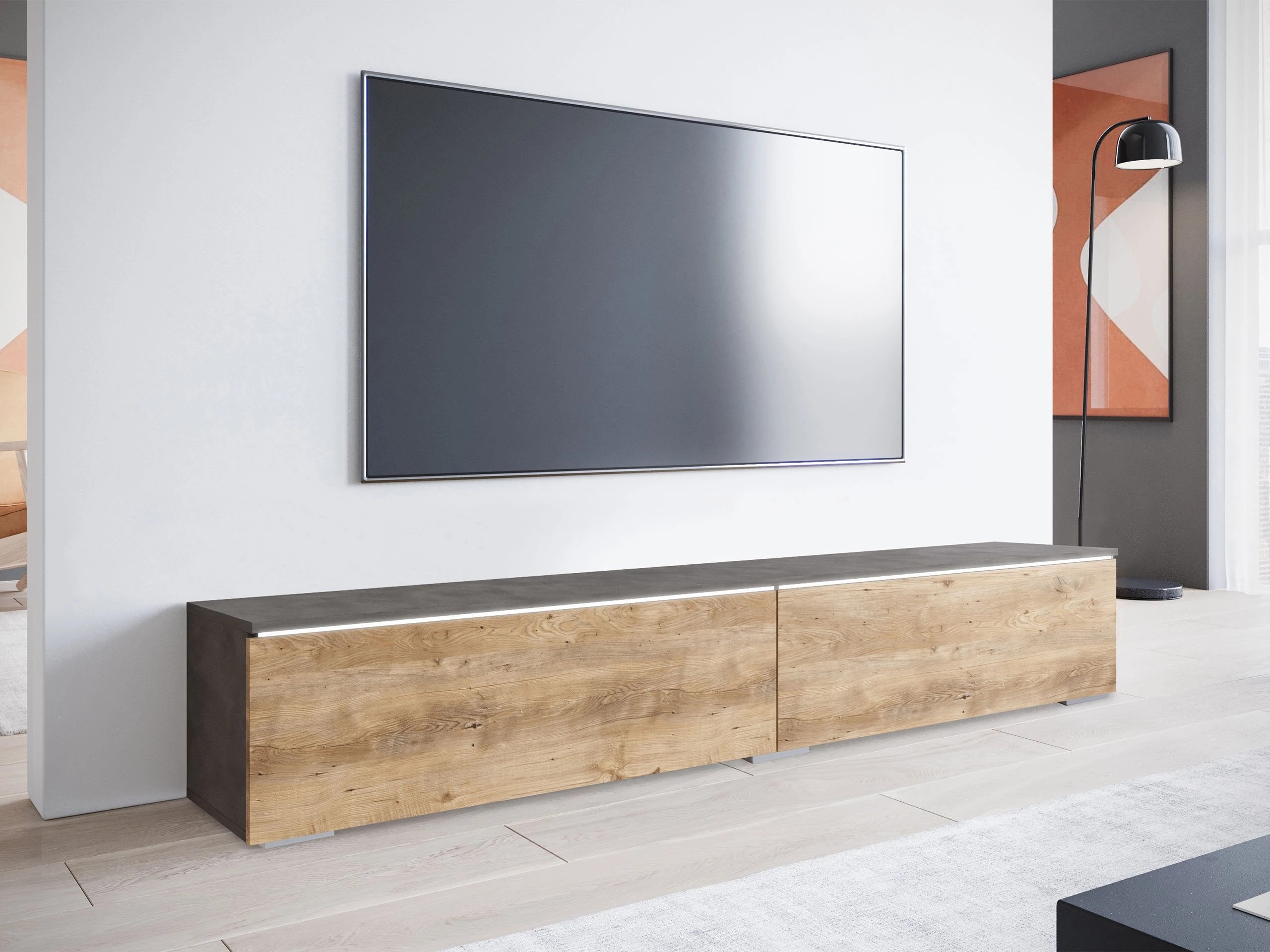 TV-bord Scientia I (Matera grå + Kastanje)