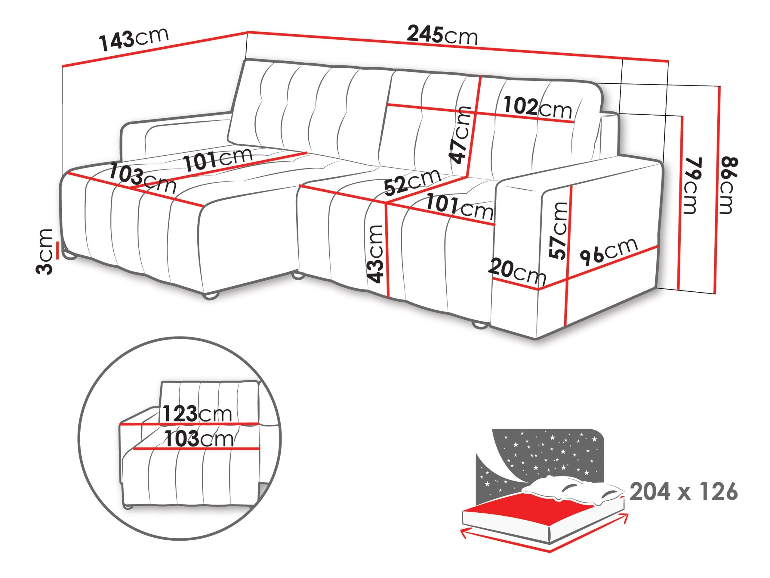 Hjørnesofa Cura (Bravo 17)
