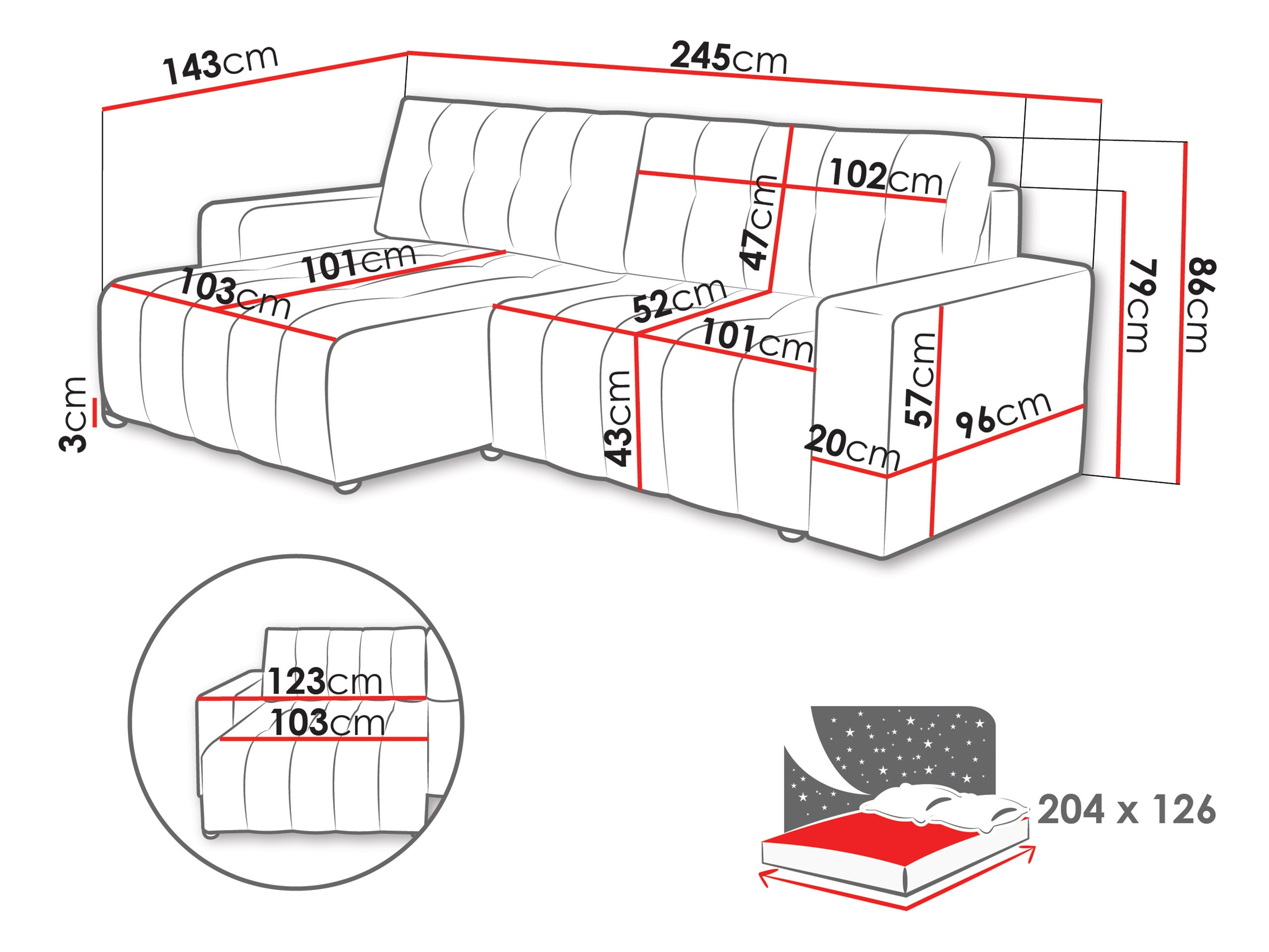 Hjørnesofa Cura (Bravo 36)