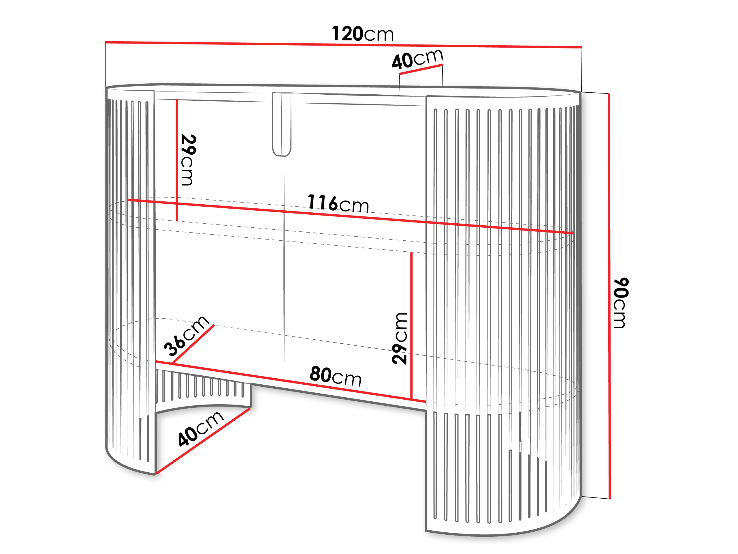 Skænk Sordore 129 (Sort + Hvid marmor)