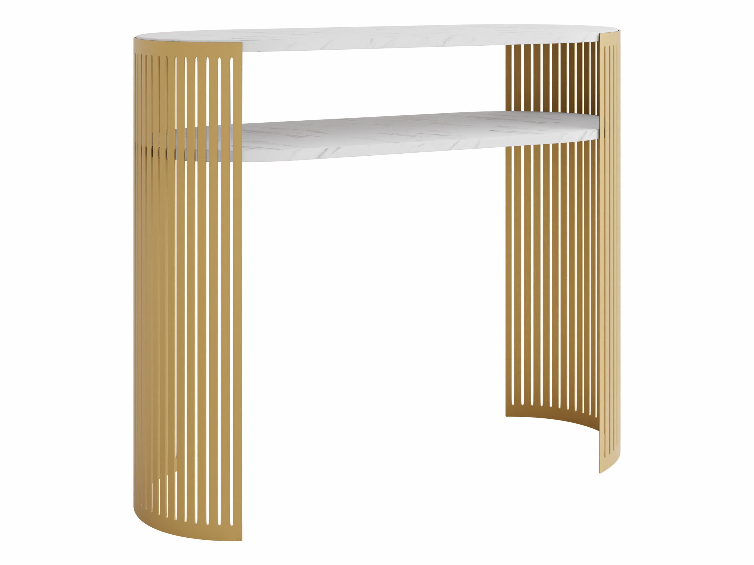 Konsolbord Civer II (Gylden + Hvid marmor)