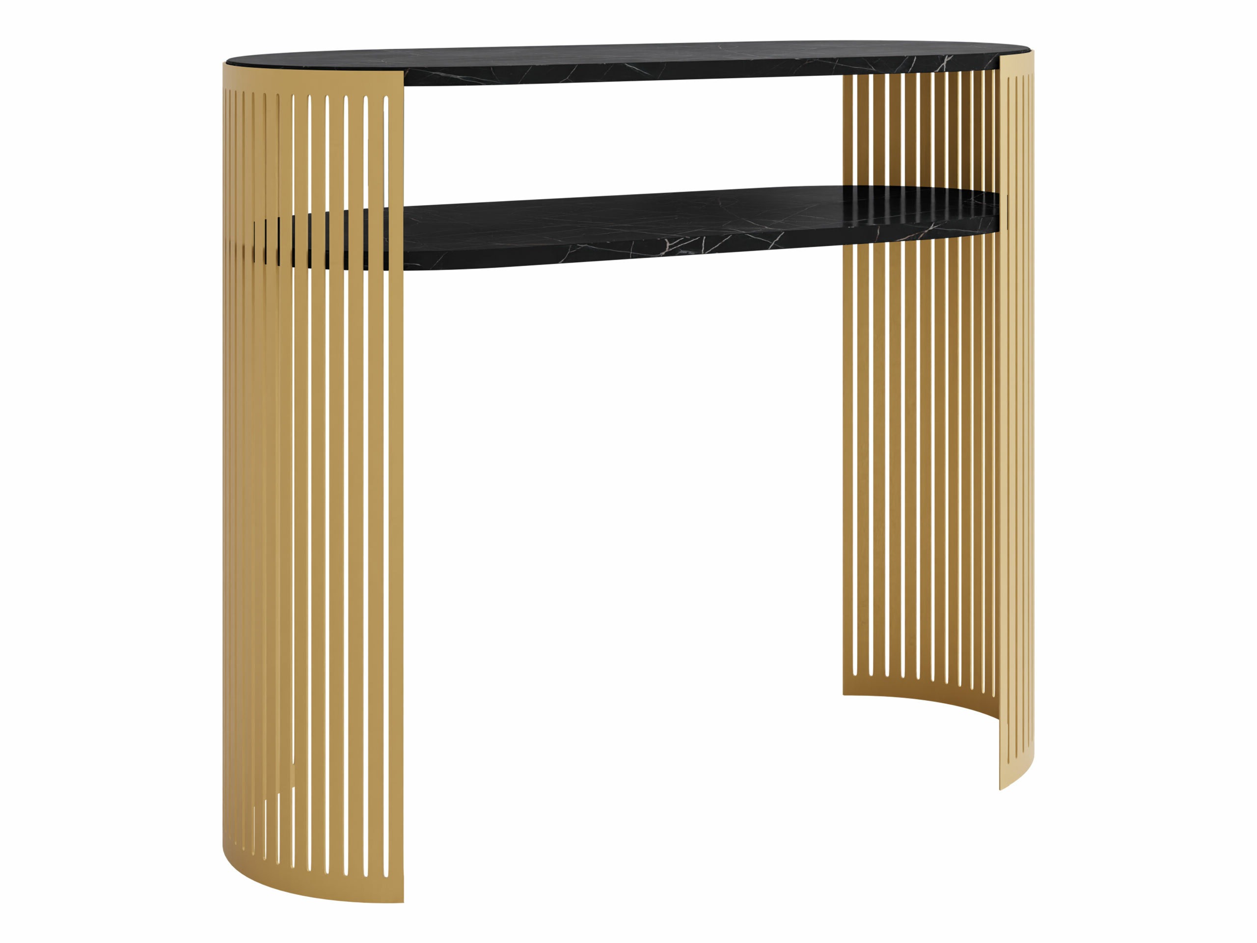 Konsolbord Civer II (Gylden + Sort marmor)
