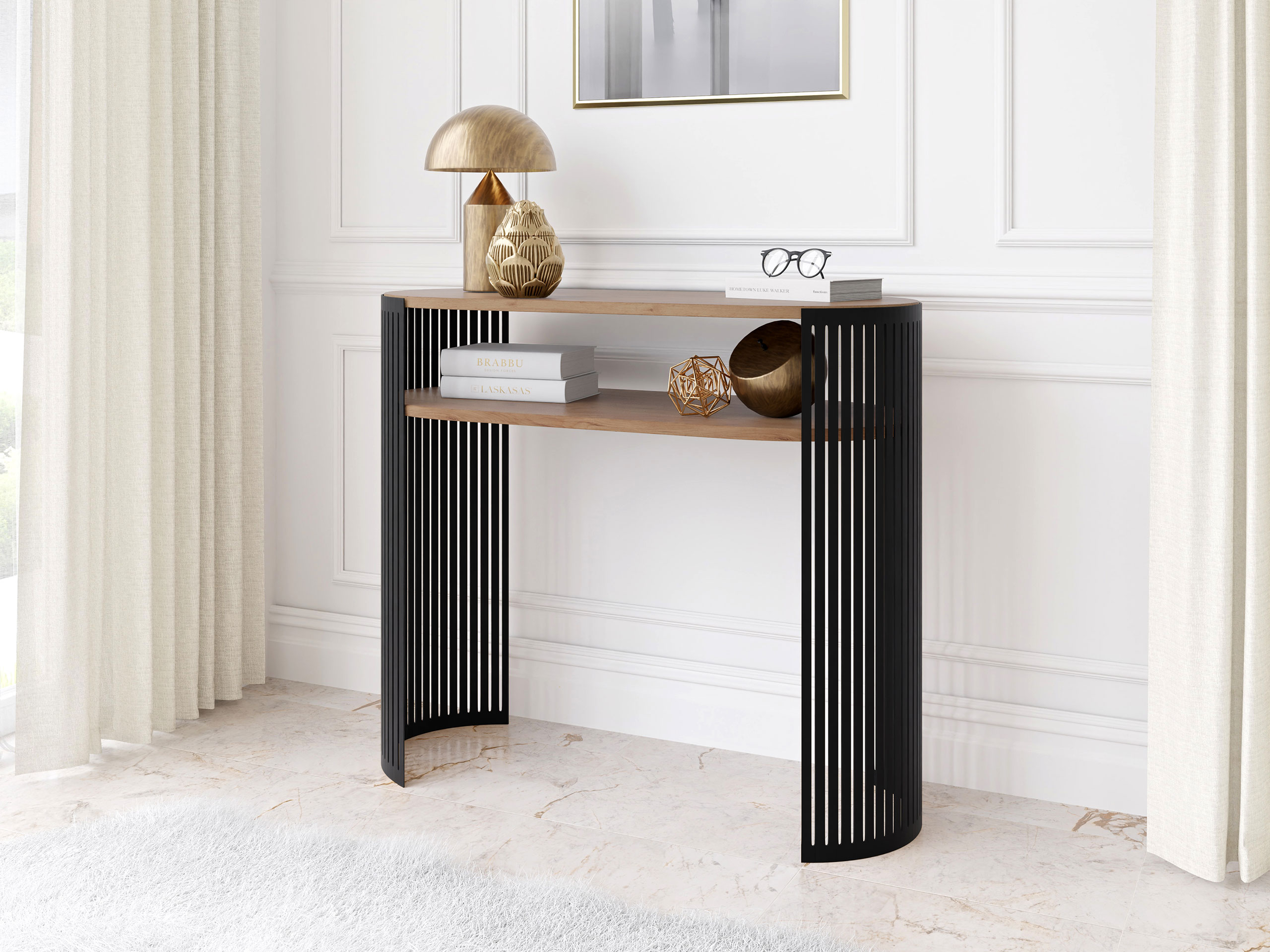 Konsolbord Civer (Sort + Craft gylden eg)