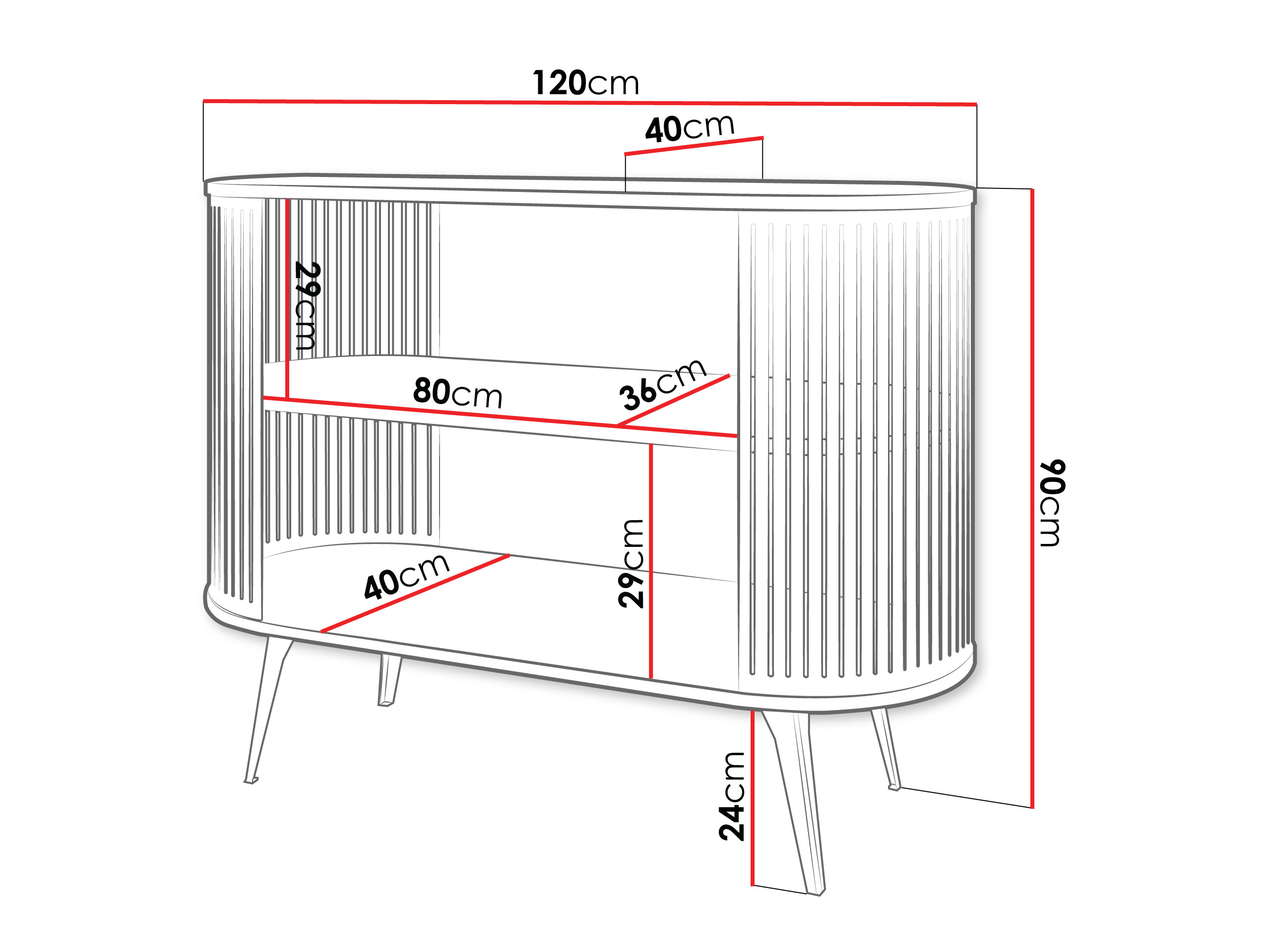 Reol Sordore 128 (Gylden + Hvid)