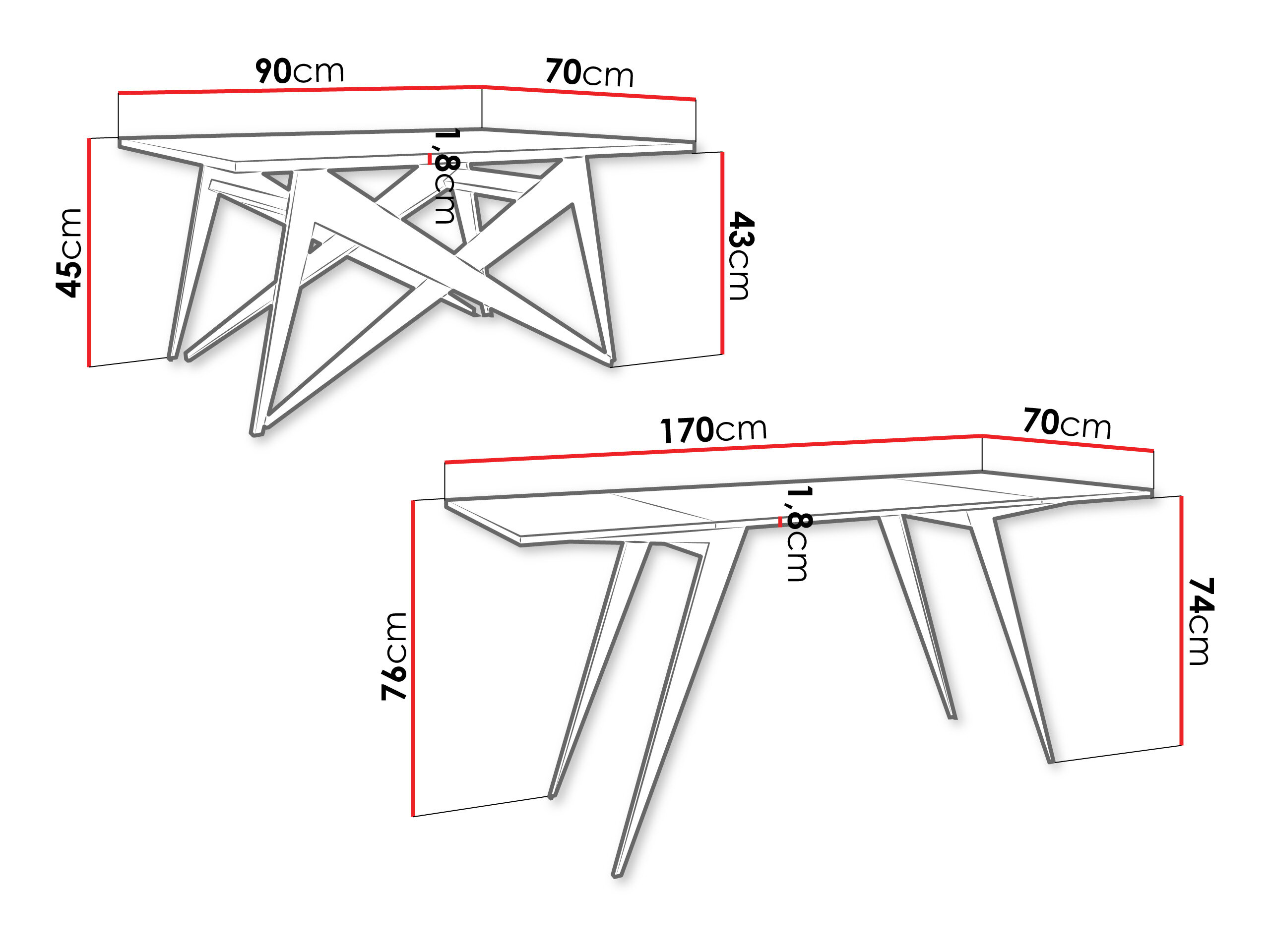 Transformer sofabord Oswego 150 (Hvid + Sort)