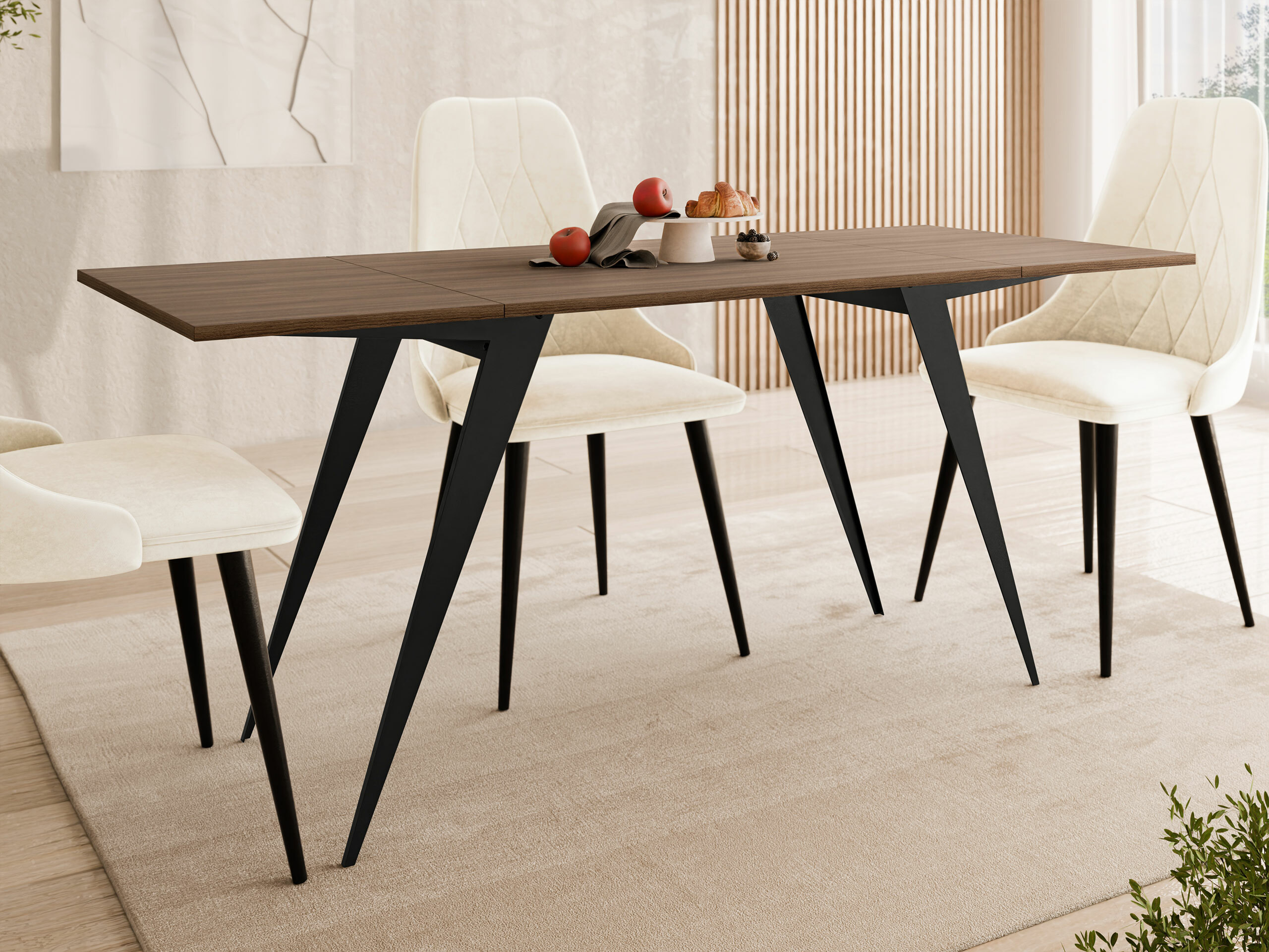 Transforming sofabord Oswego 150 (Valnød + Sort)