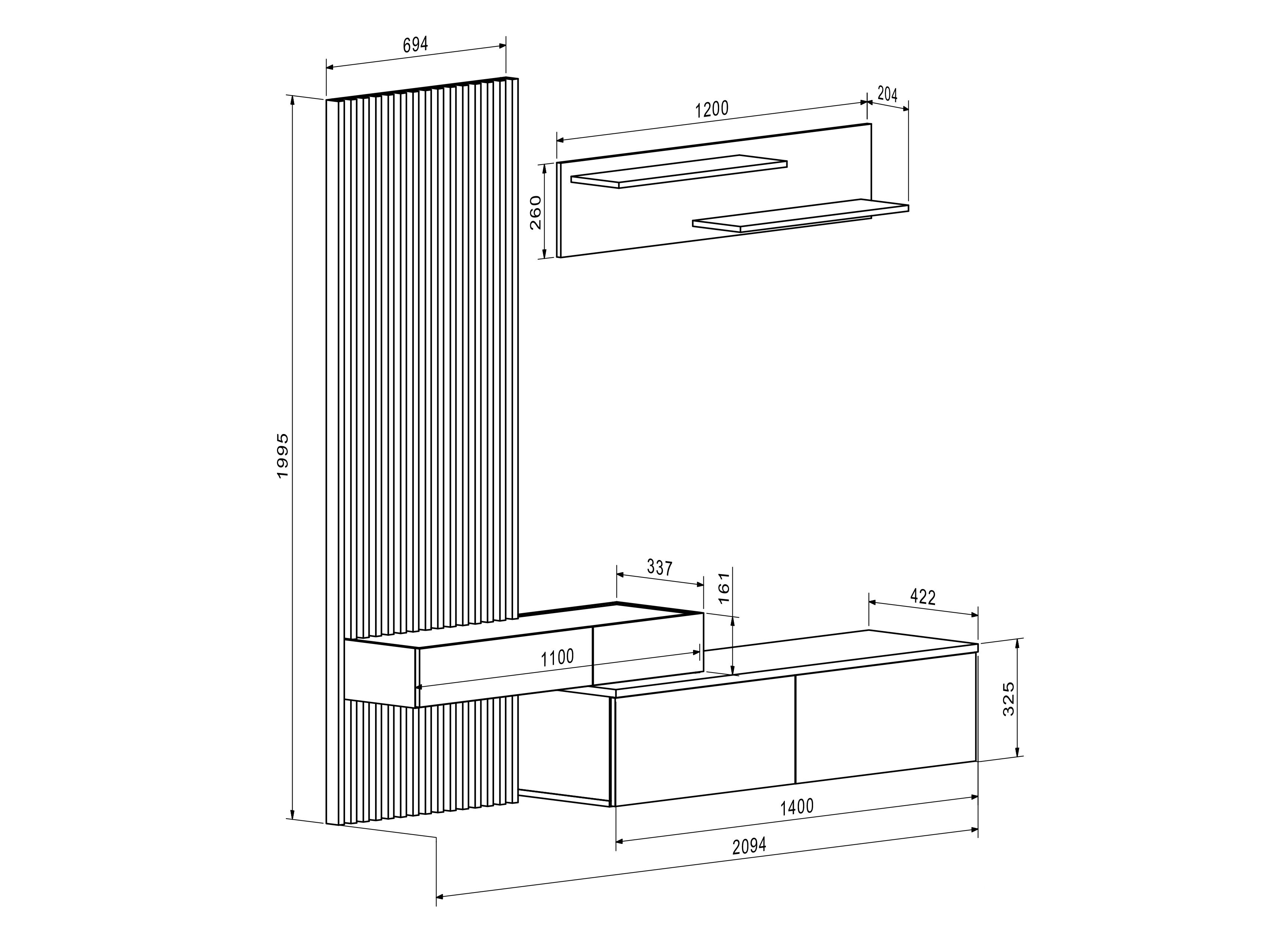 Stuemøbelsæt Houston 2086 (Artisan eg + Kashmir)