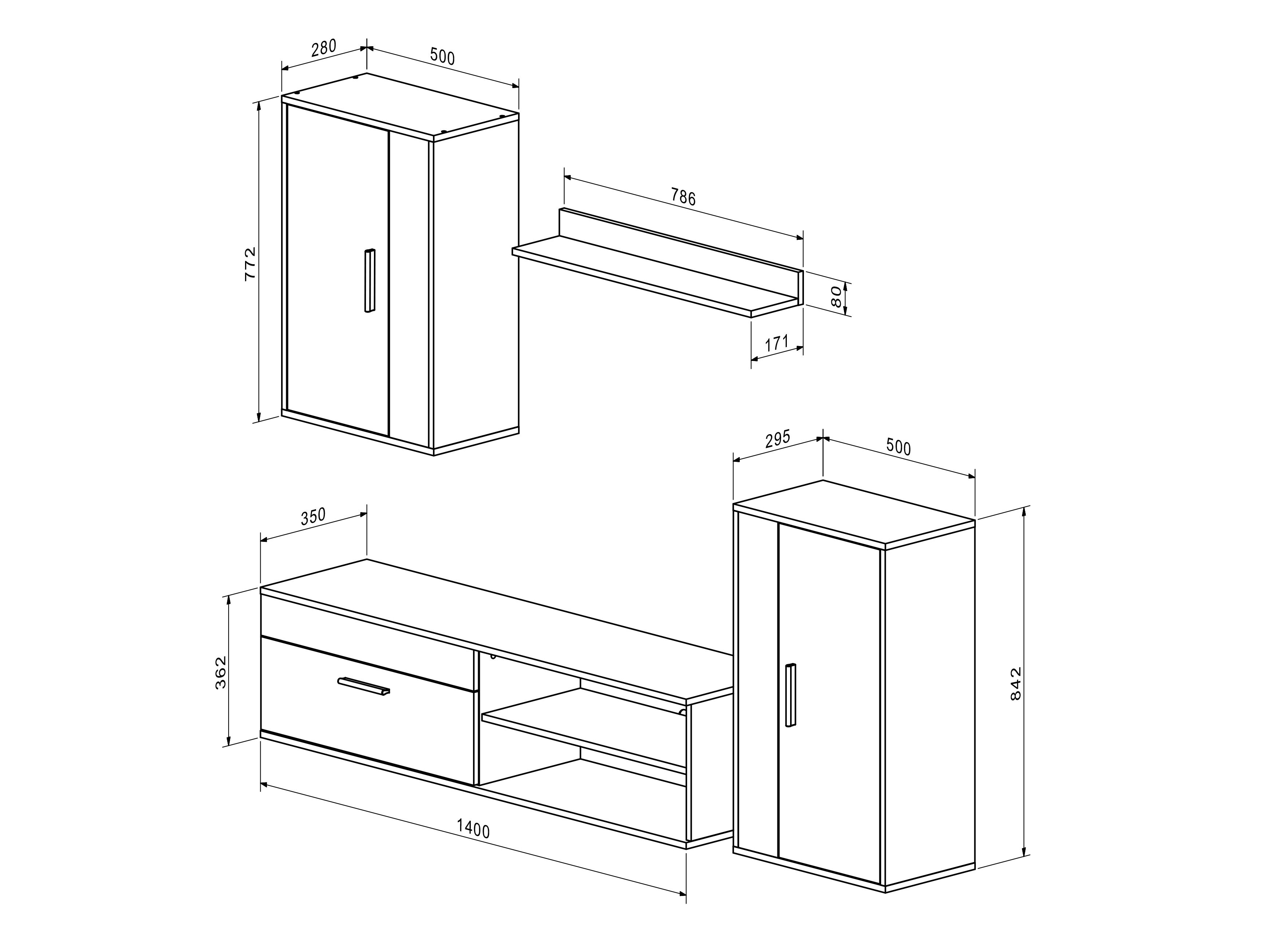 Stuemøbelsæt Houston 2087 (Sort + Artisan eg)