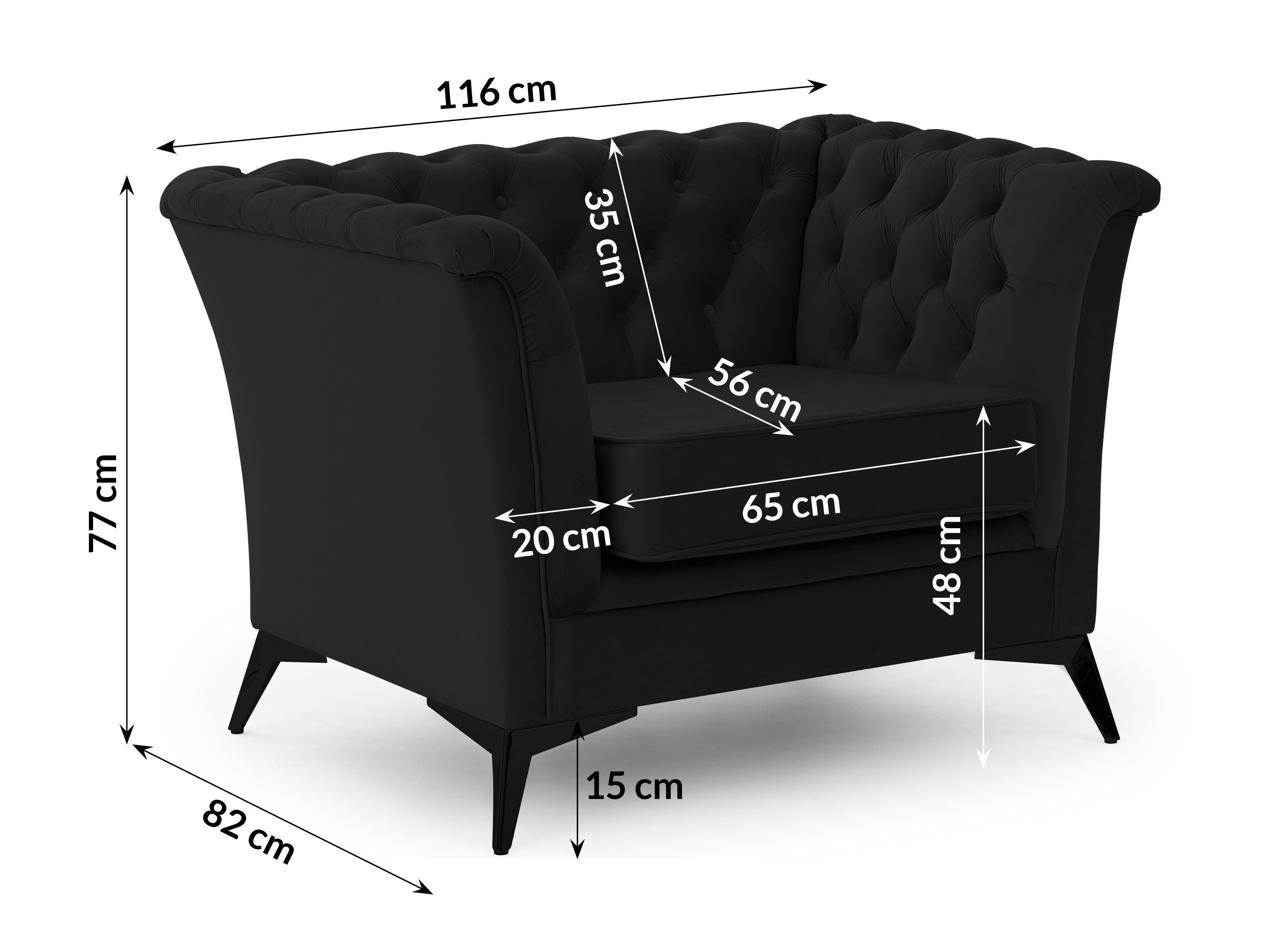 Chesterfield lænestol Rocklin 118 (Riviera 100)