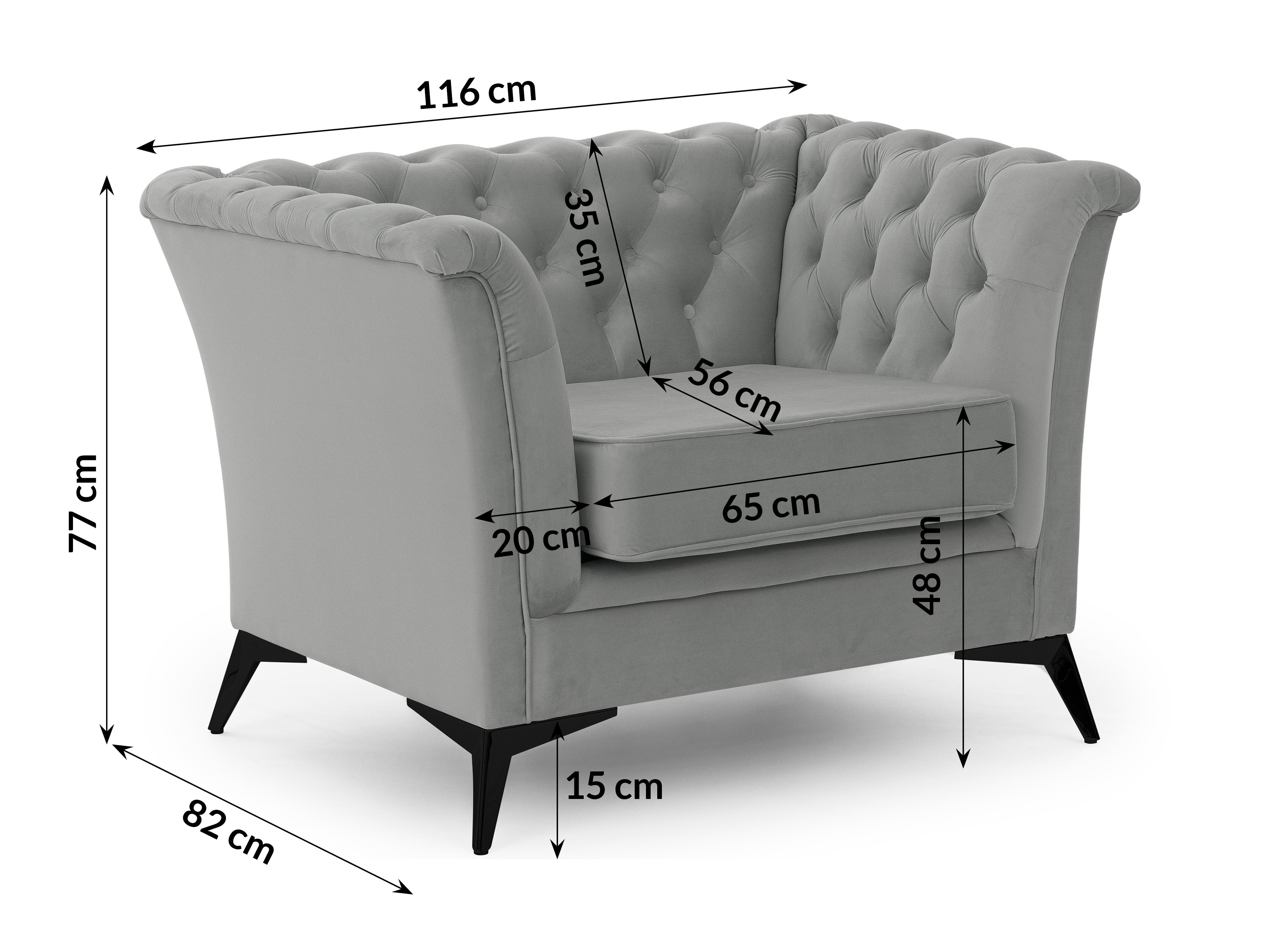 Chesterfield lænestol Rocklin 118 (Riviera 91)