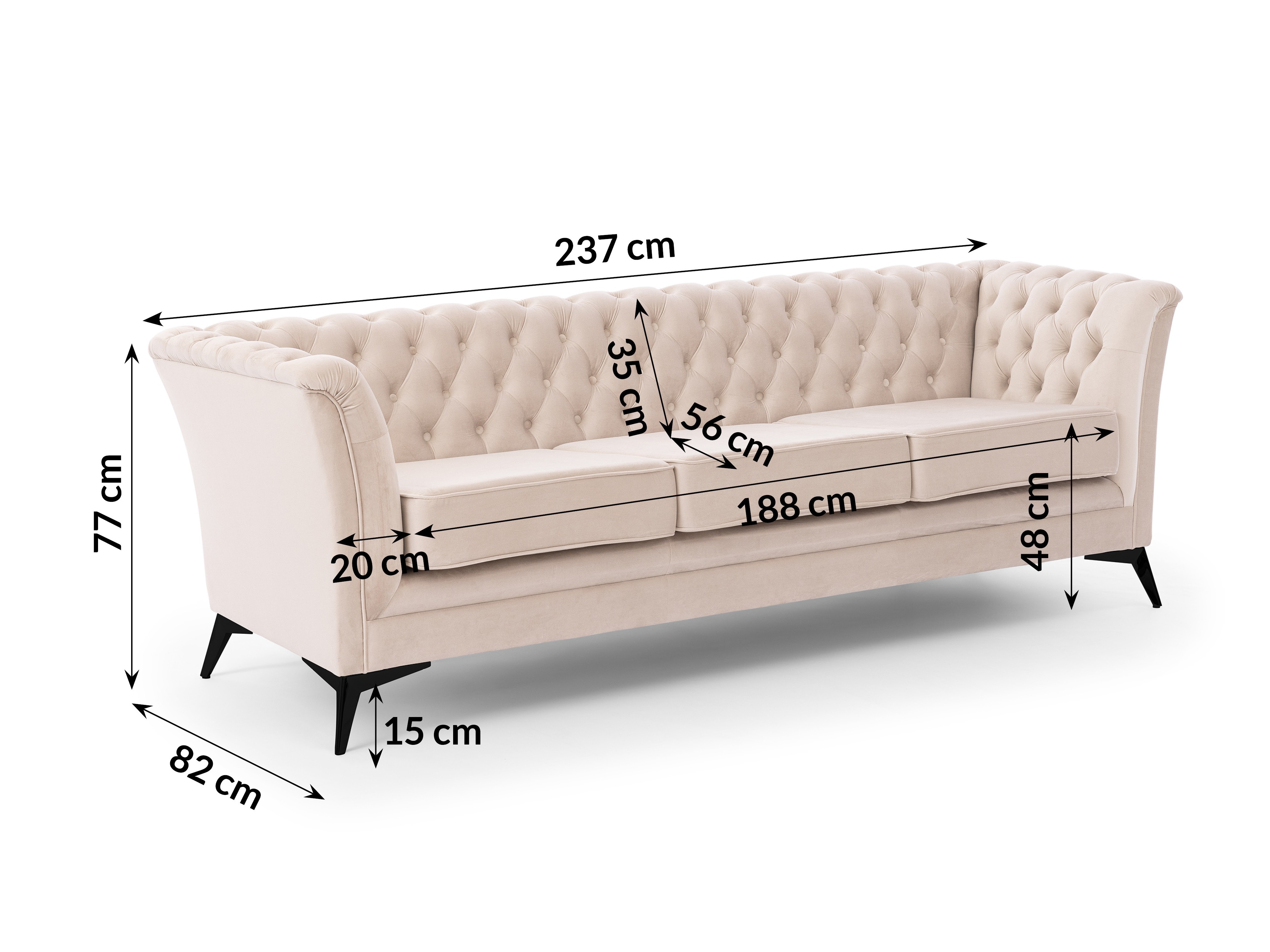 Chesterfield sofa Rocklin 120 (Riviera 21)
