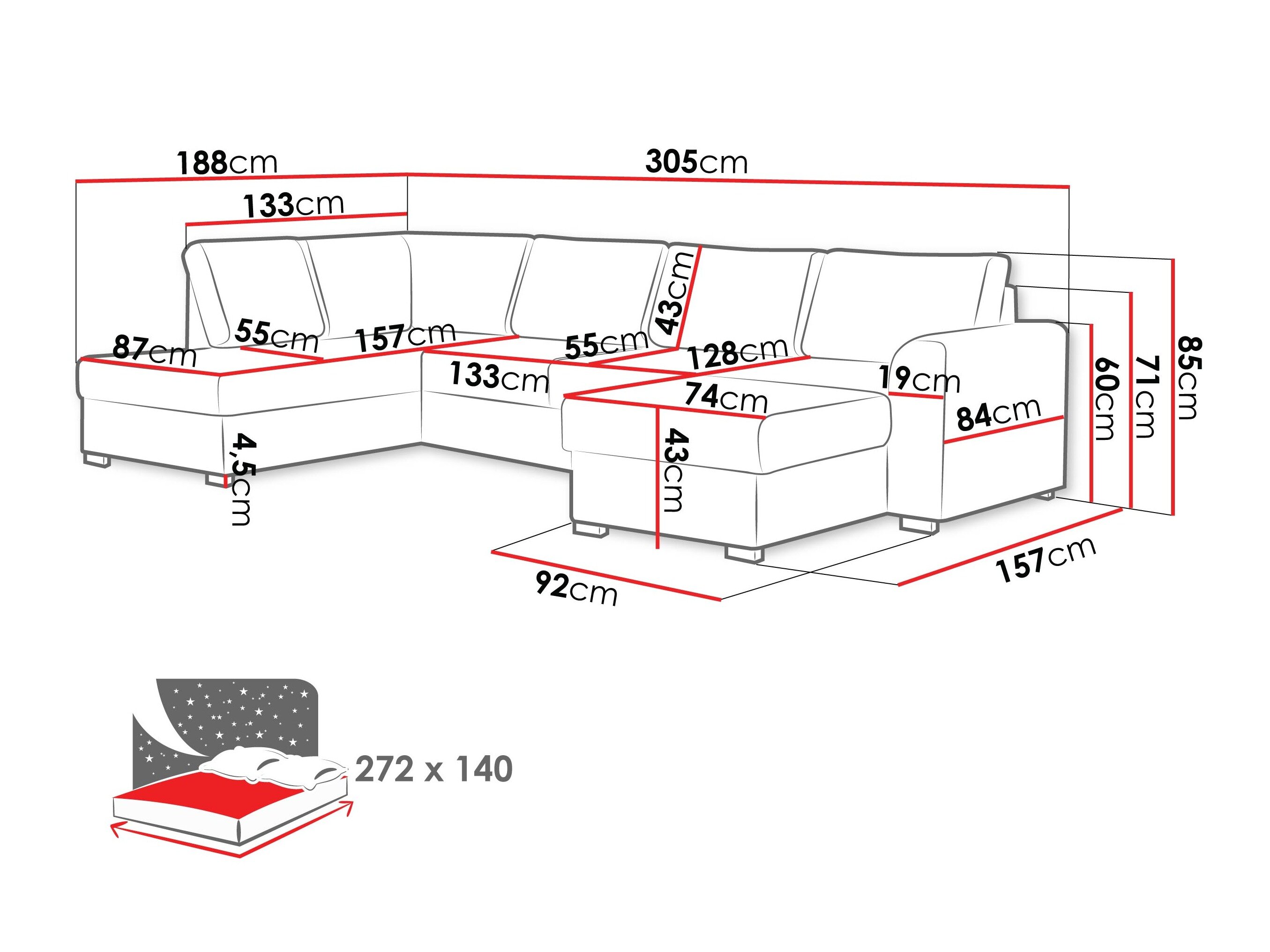 Hjørnesofa Comfivo 189 (Maya 11)