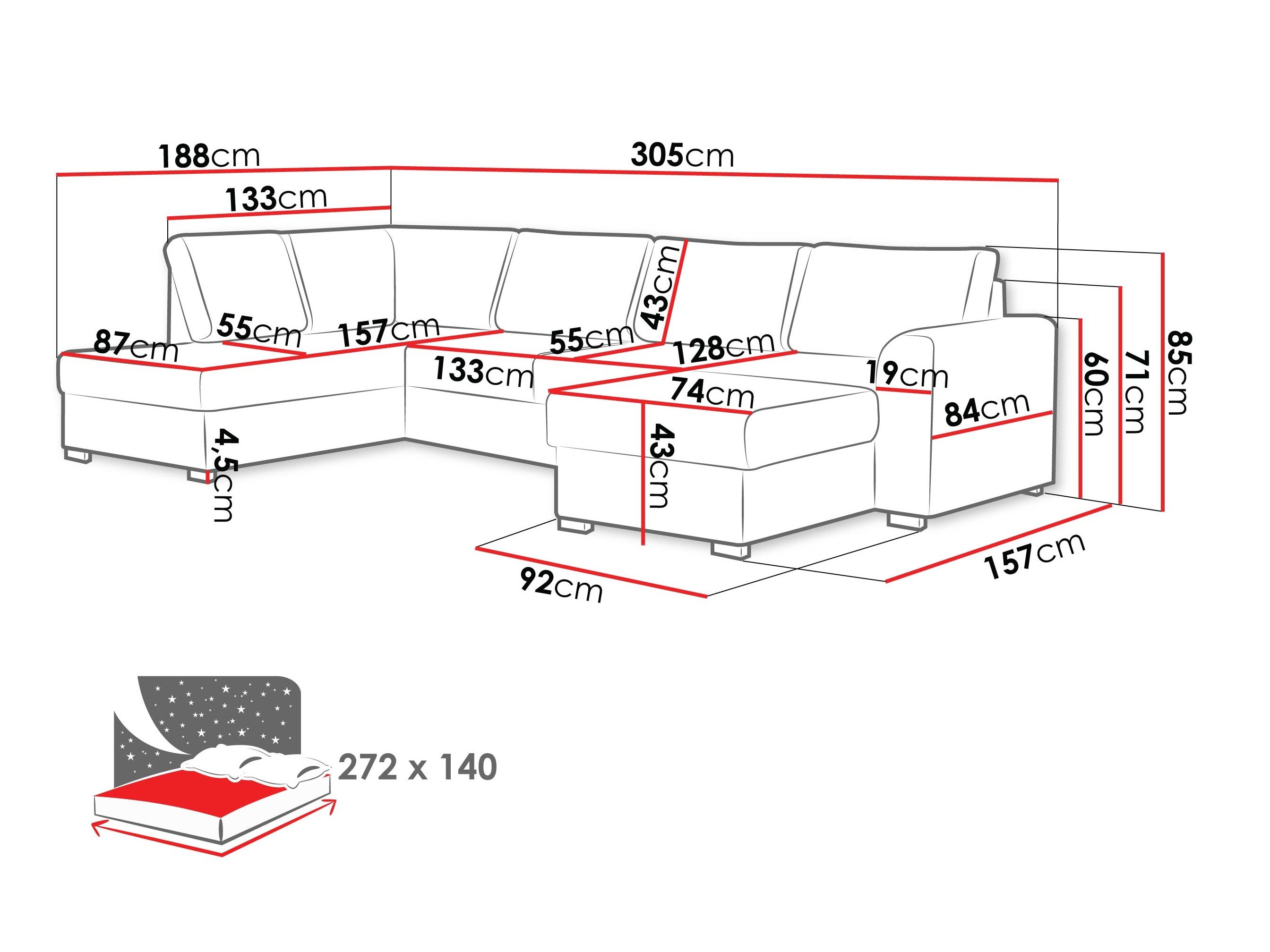 Hjørnesofa Comfivo 189 (Piaingen 26)