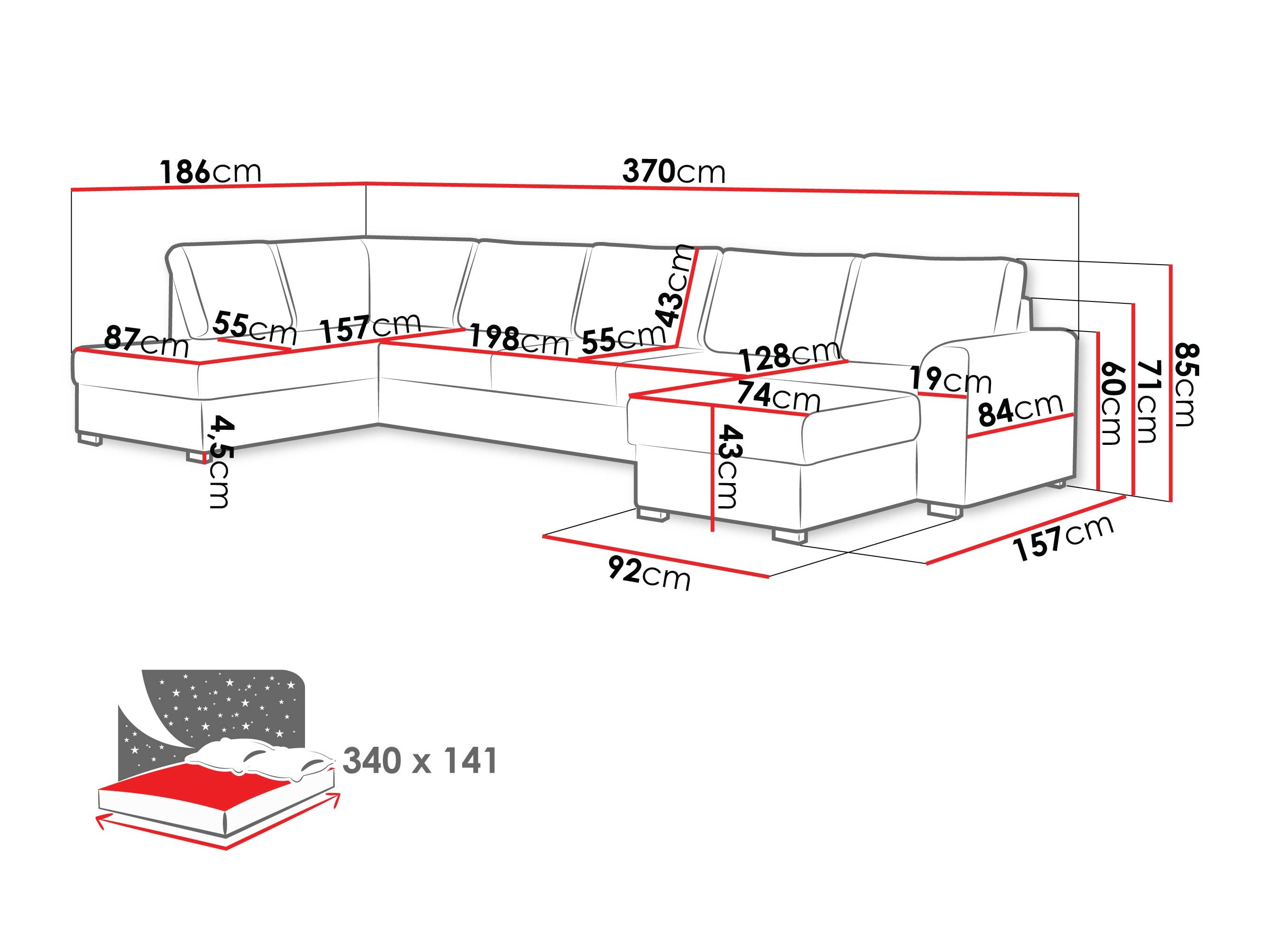 Hjørnesofa Comfivo Flumen III (Manza 29)