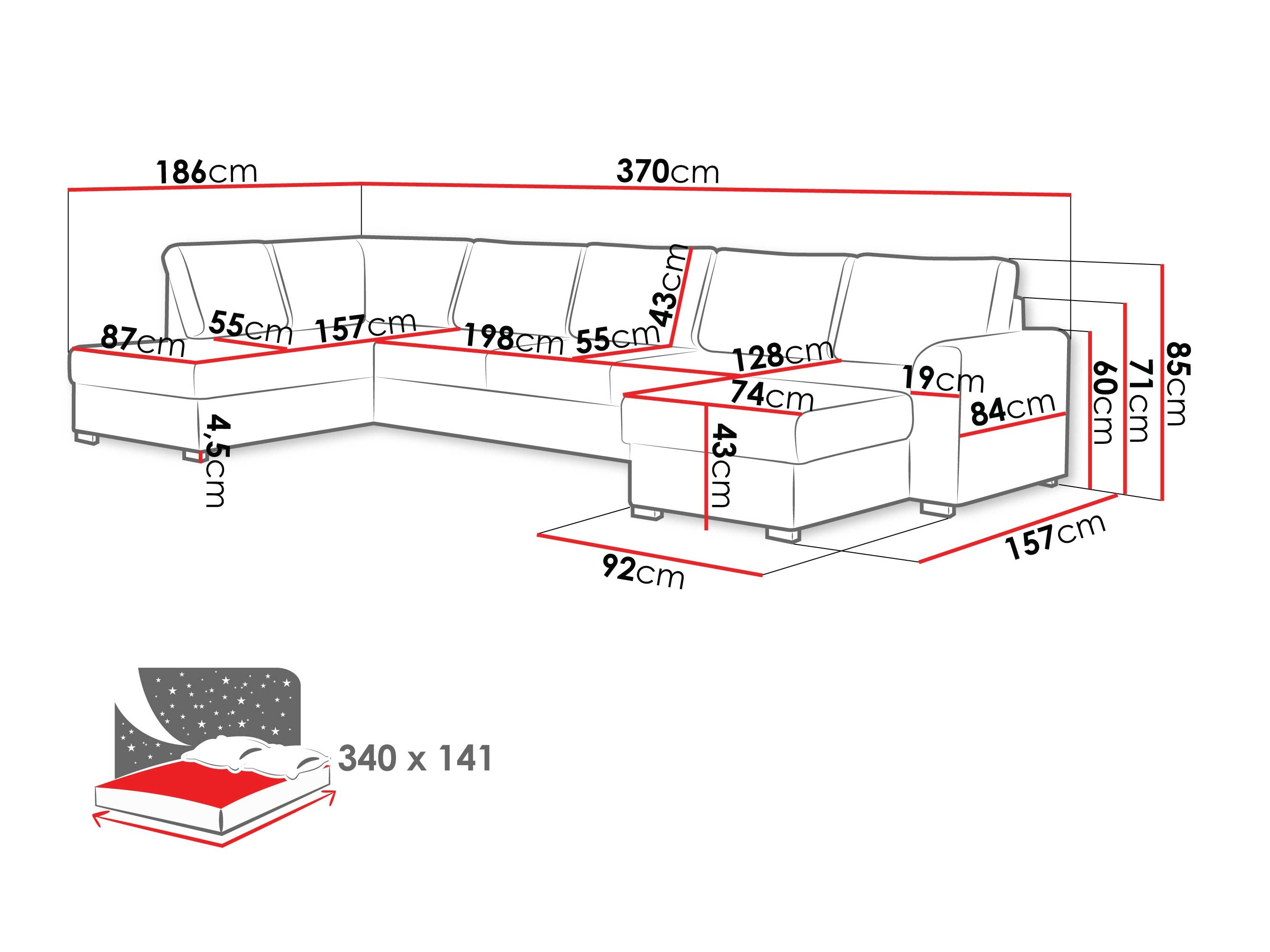 Hjørnesofa Comfivo Flumen III (Maya 05)