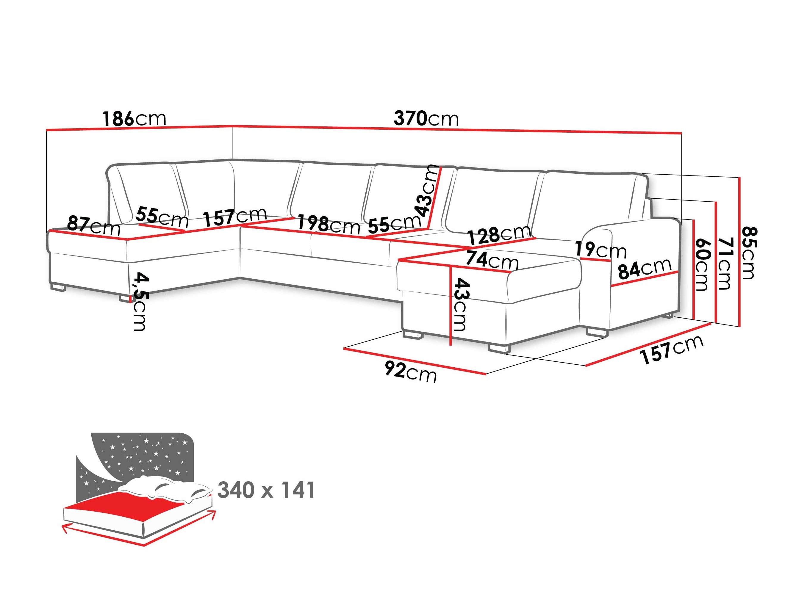 Hjørnesofa Comfivo Flumen III (Piano 26)