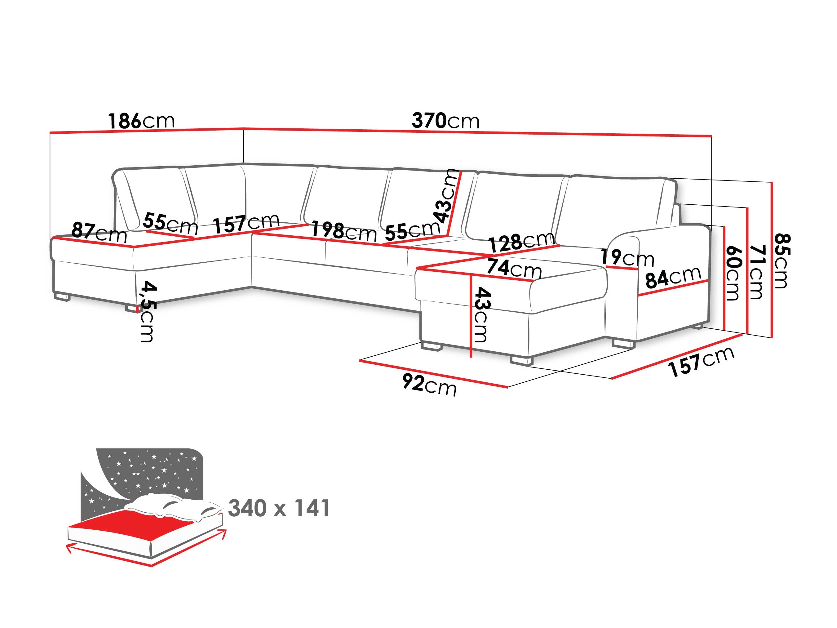 Hjørnesofa Comfivo Flumen III (Piano 26)