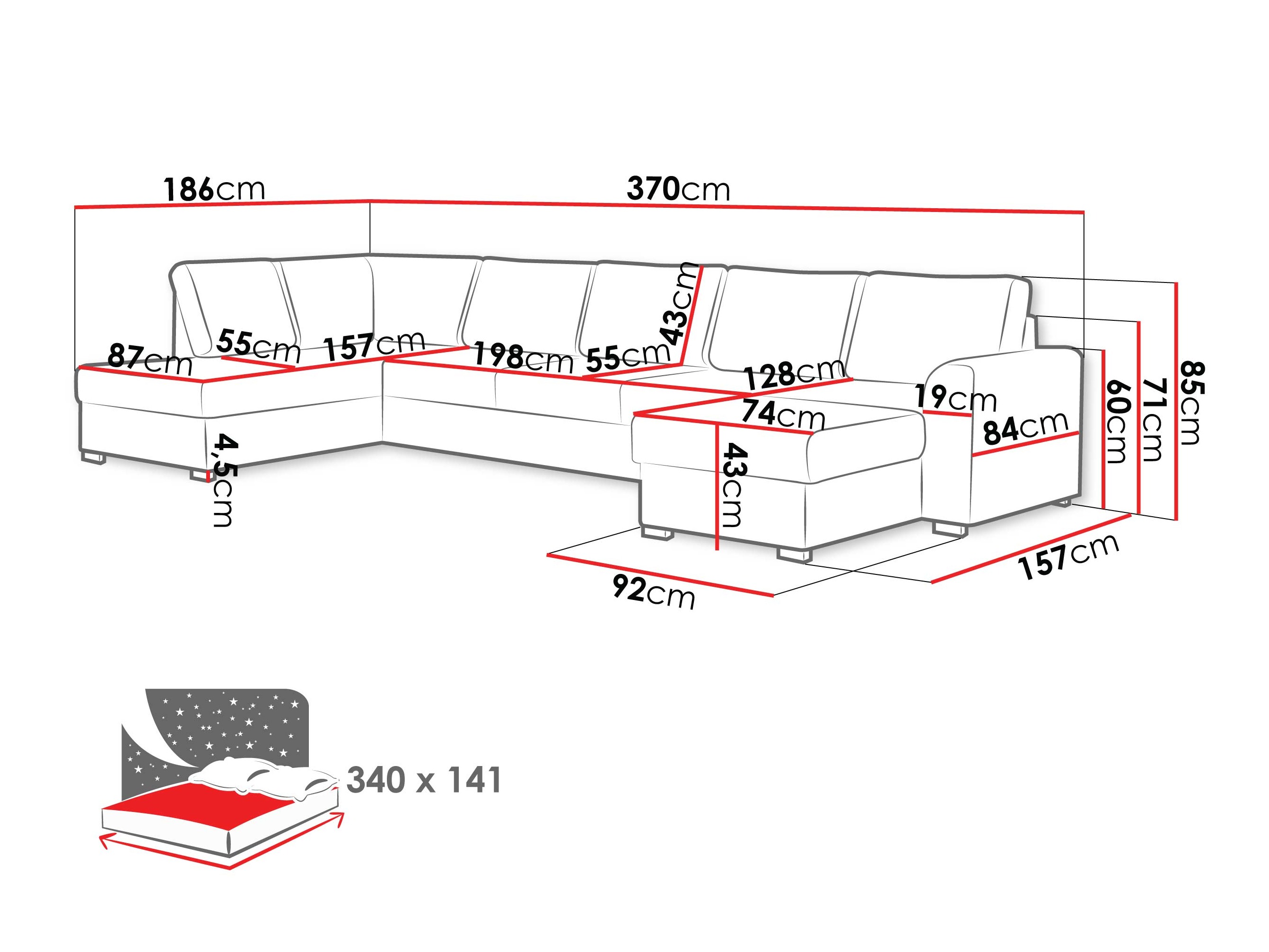 Hjørnesofa Comfivo Flumen III (Piano 28)