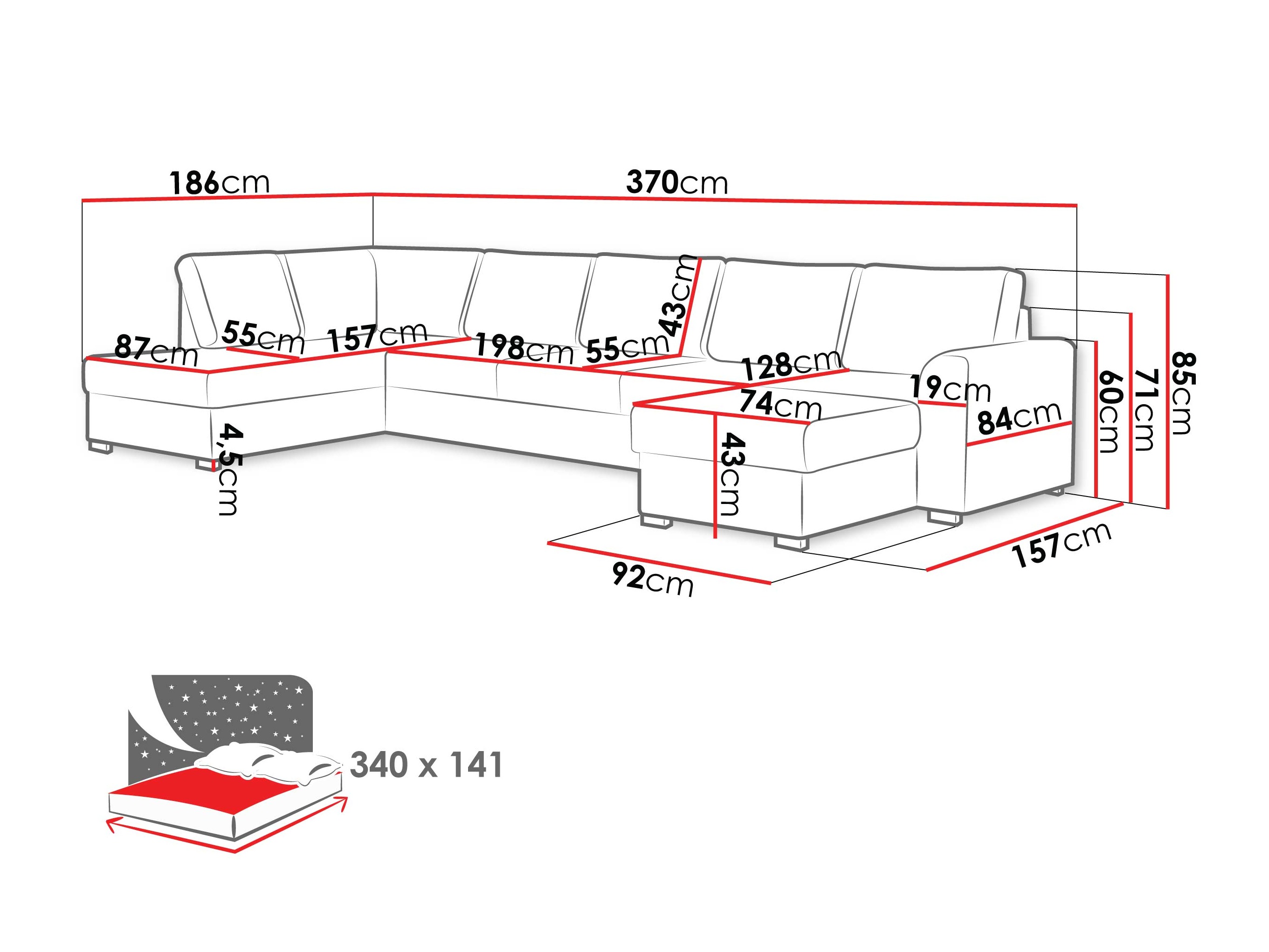 Hjørnesofa Comfivo Flumen III (Piano 28)