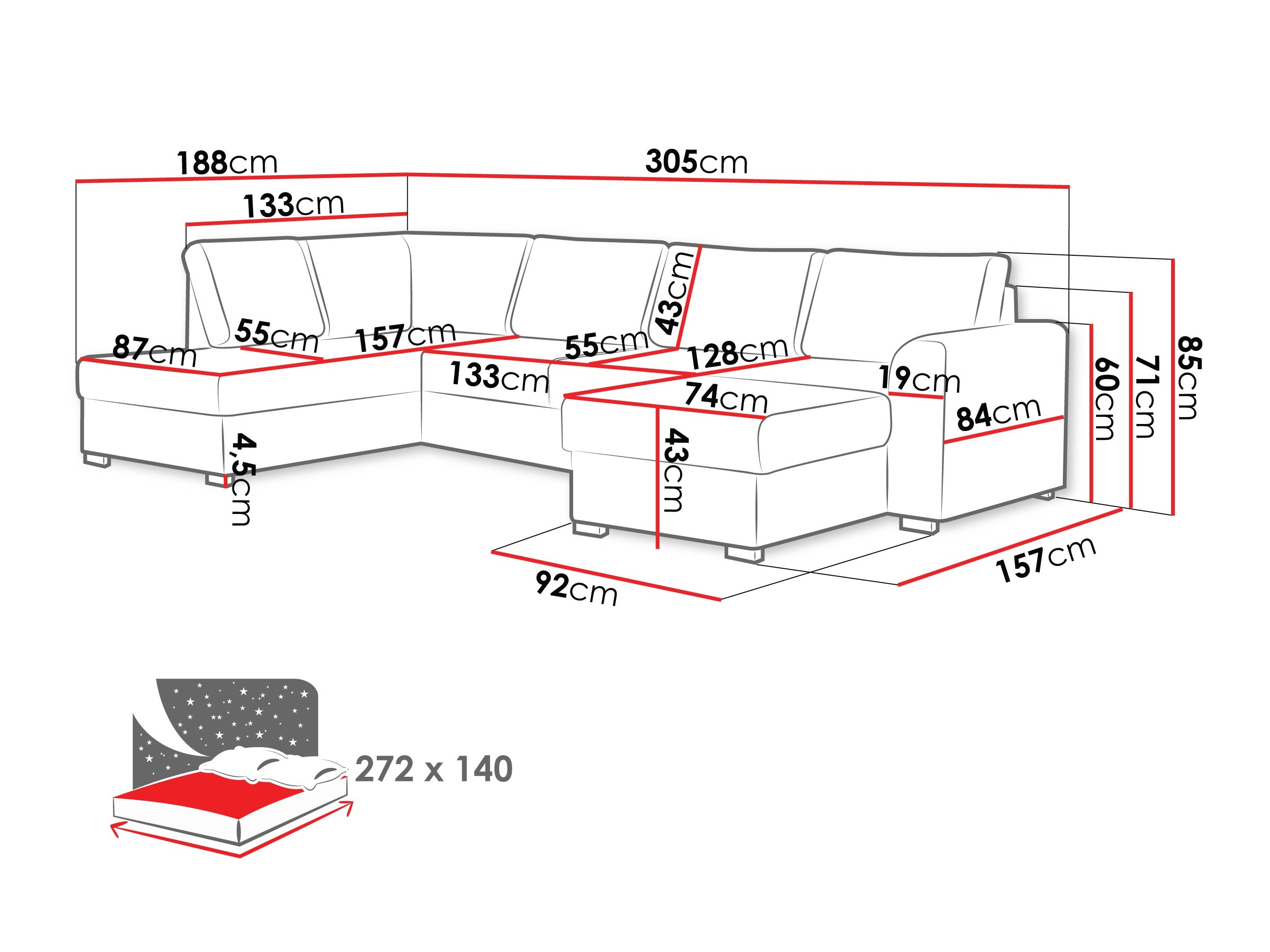 Hjørnesofa Comfivo Flumen (Maya 11)