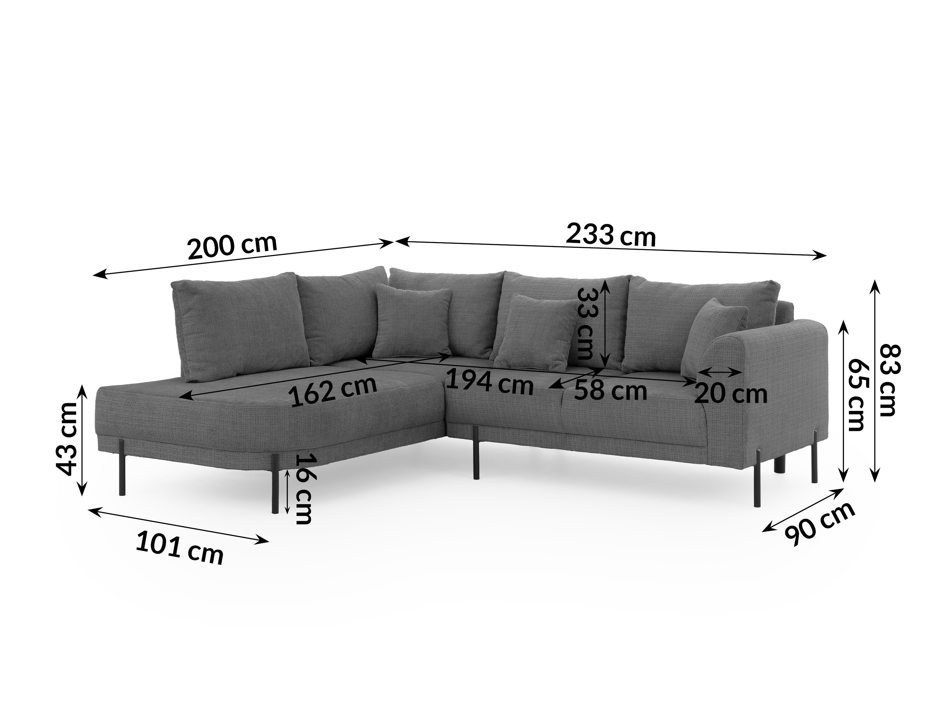 Hjørnesofa Rocklin 123 (Cremona 95)