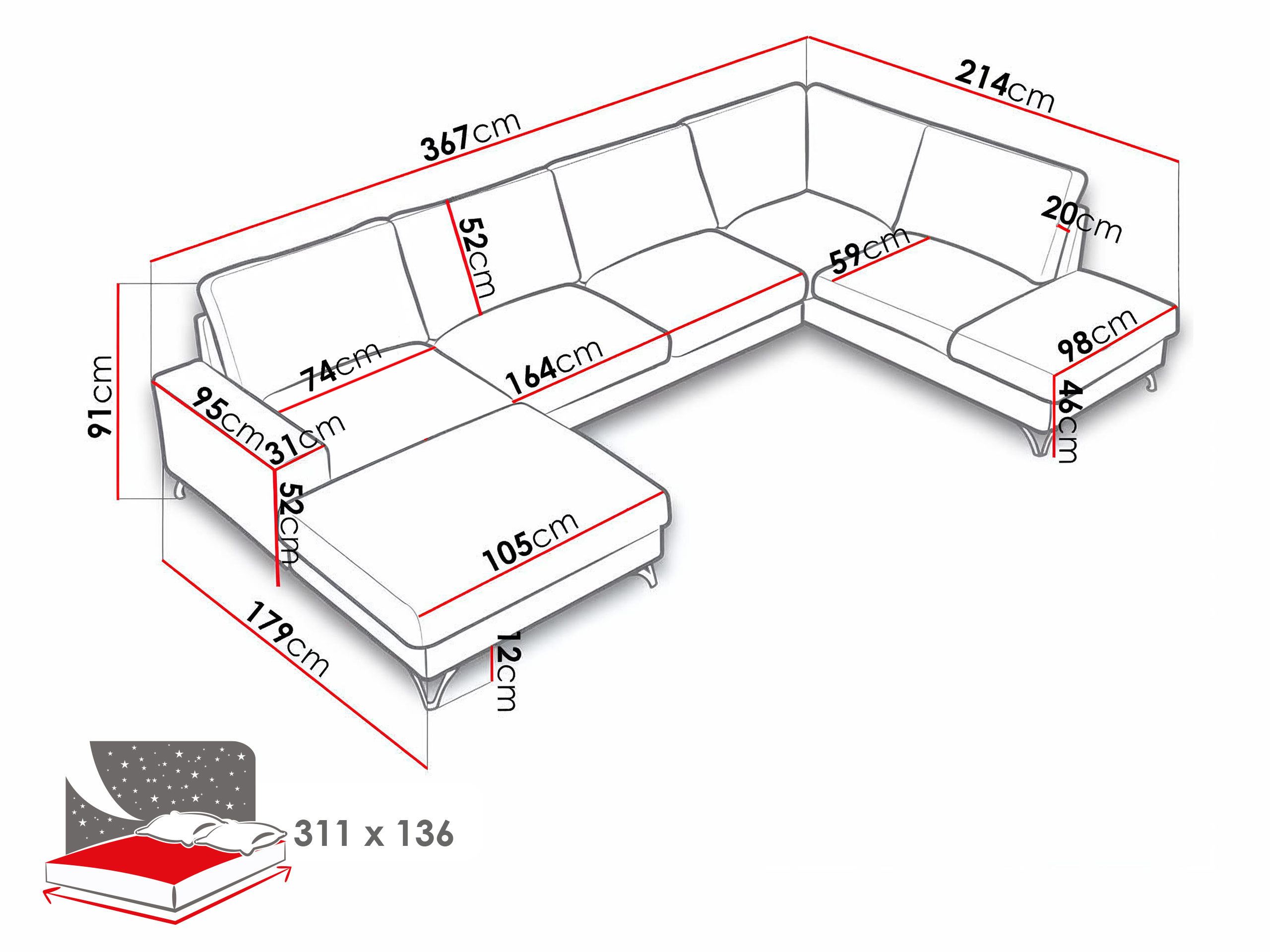 Hjørnesofa ComfiDream Lyrana III (Verita 53)