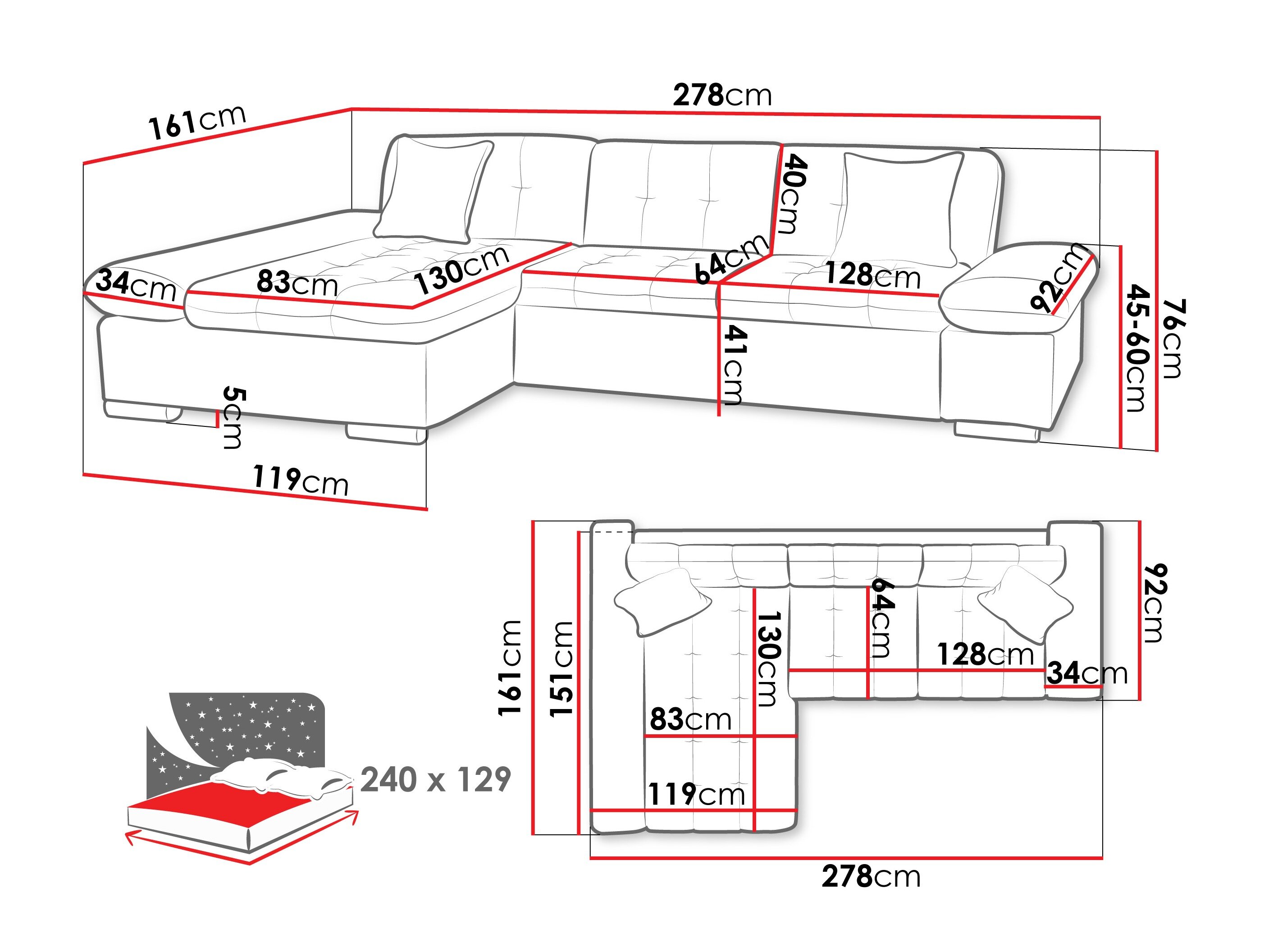 Hjørnesofa Comfivo 250 (Corbett 78)