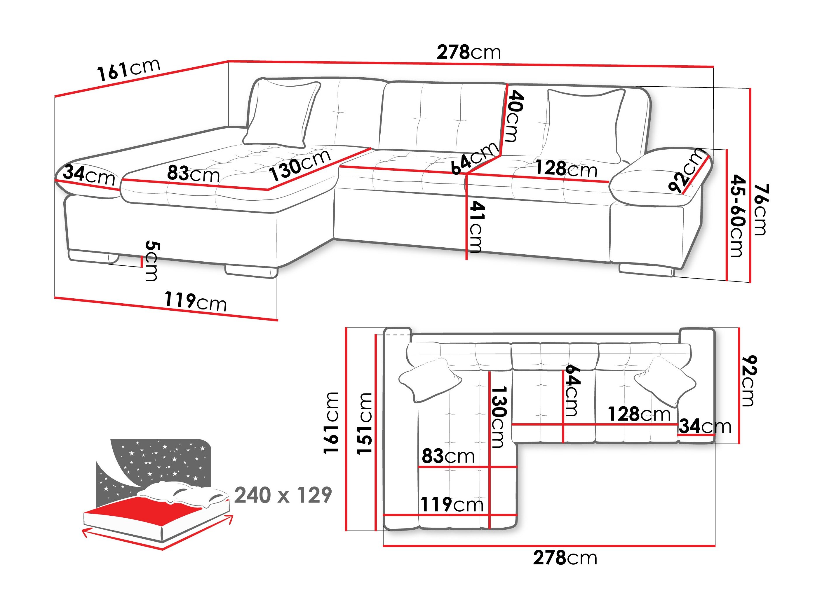 Hjørnesofa Comfivo 250 (Piaingen 02)