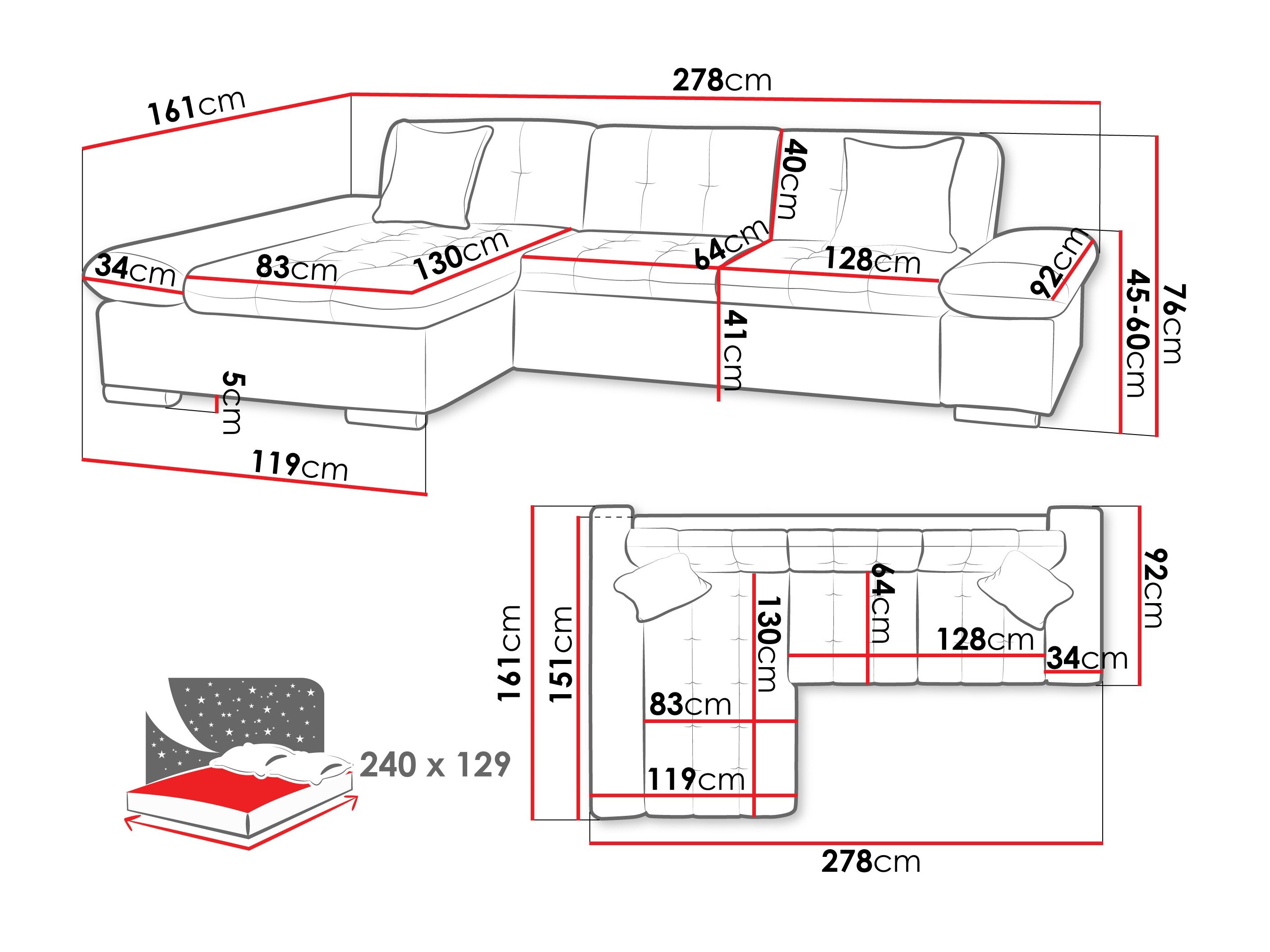Hjørnesofa Comfivo 250 (Piaingen 17)
