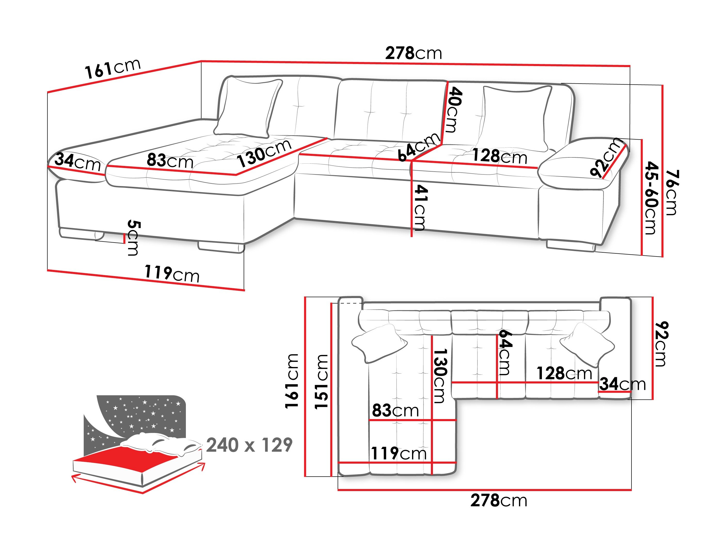 Hjørnesofa Comfivo 250 (Piaingen 21 + Mokka 03)