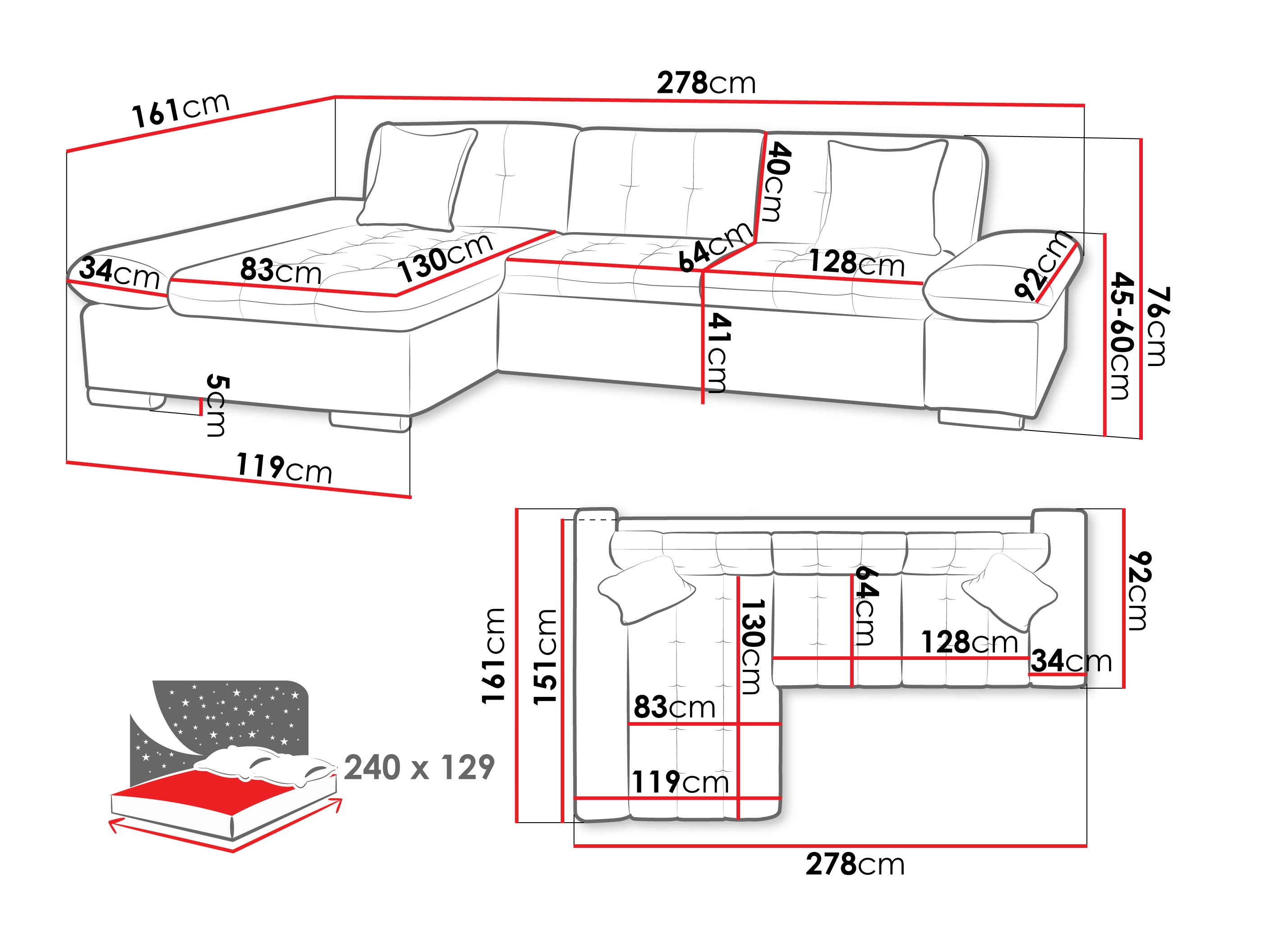 Hjørnesofa Comfivo Sanitas II (Maya 07 + Maya 02)