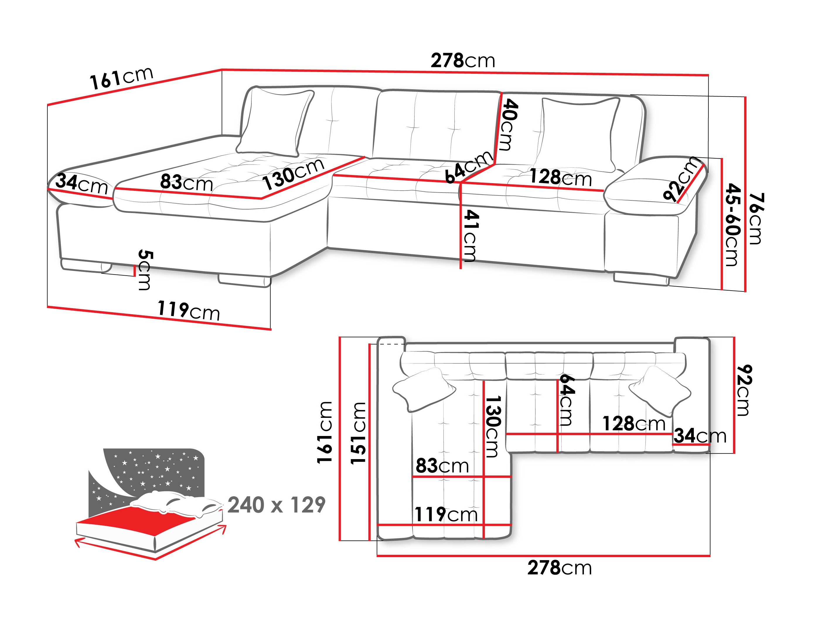 Hjørnesofa Comfivo Sanitas II (Maya 07 + Maya 02)