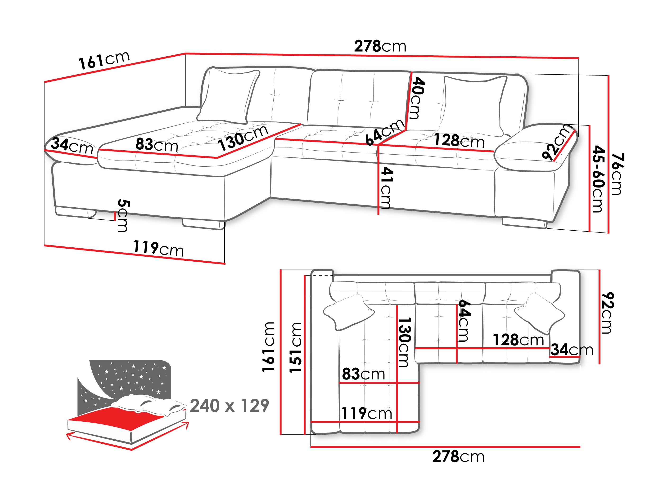 Hjørnesofa Comfivo Sanitas II (Maya 09 + Maya 20)
