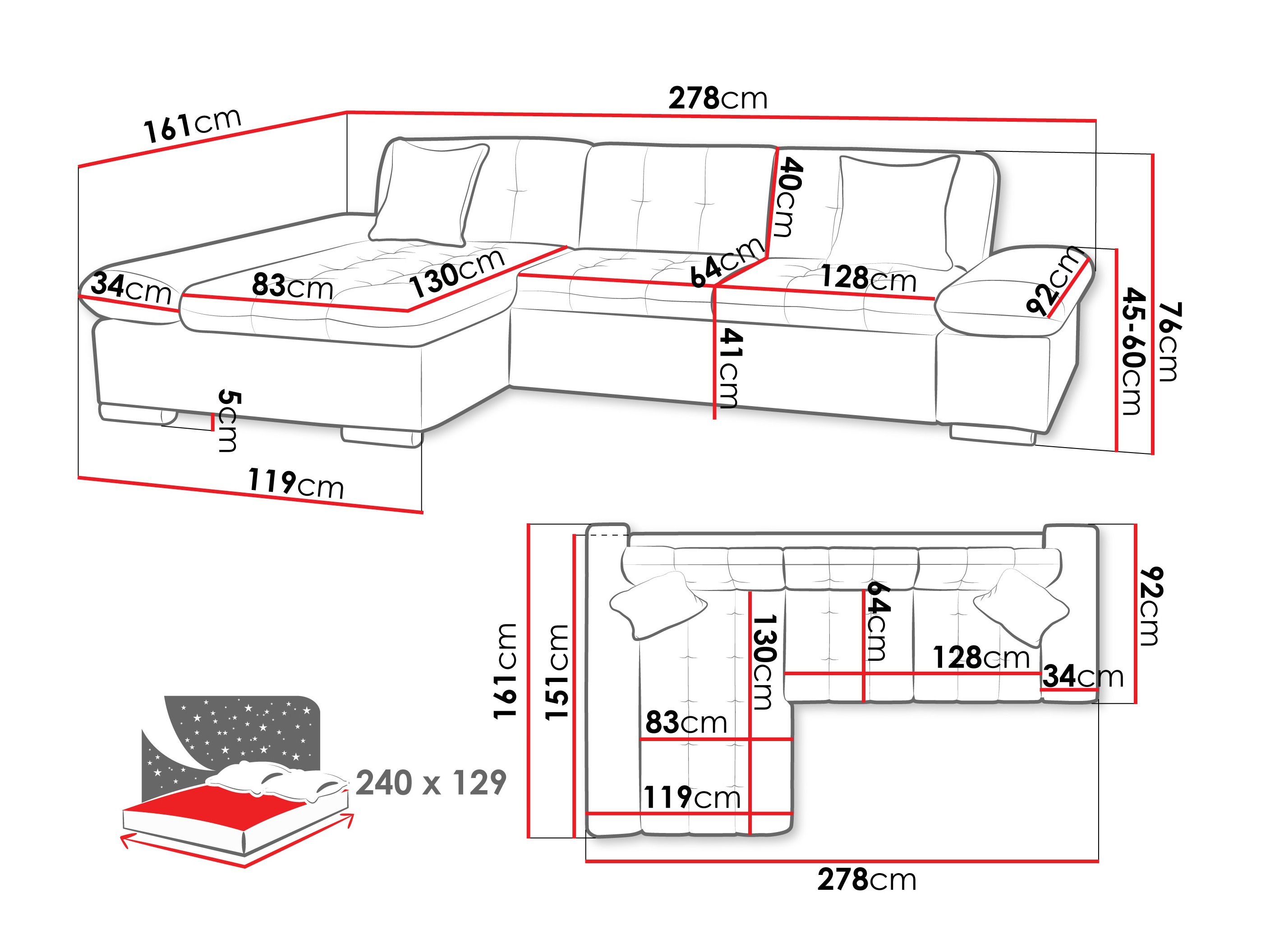 Hjørnesofa Comfivo Sanitas II (Piano 02)