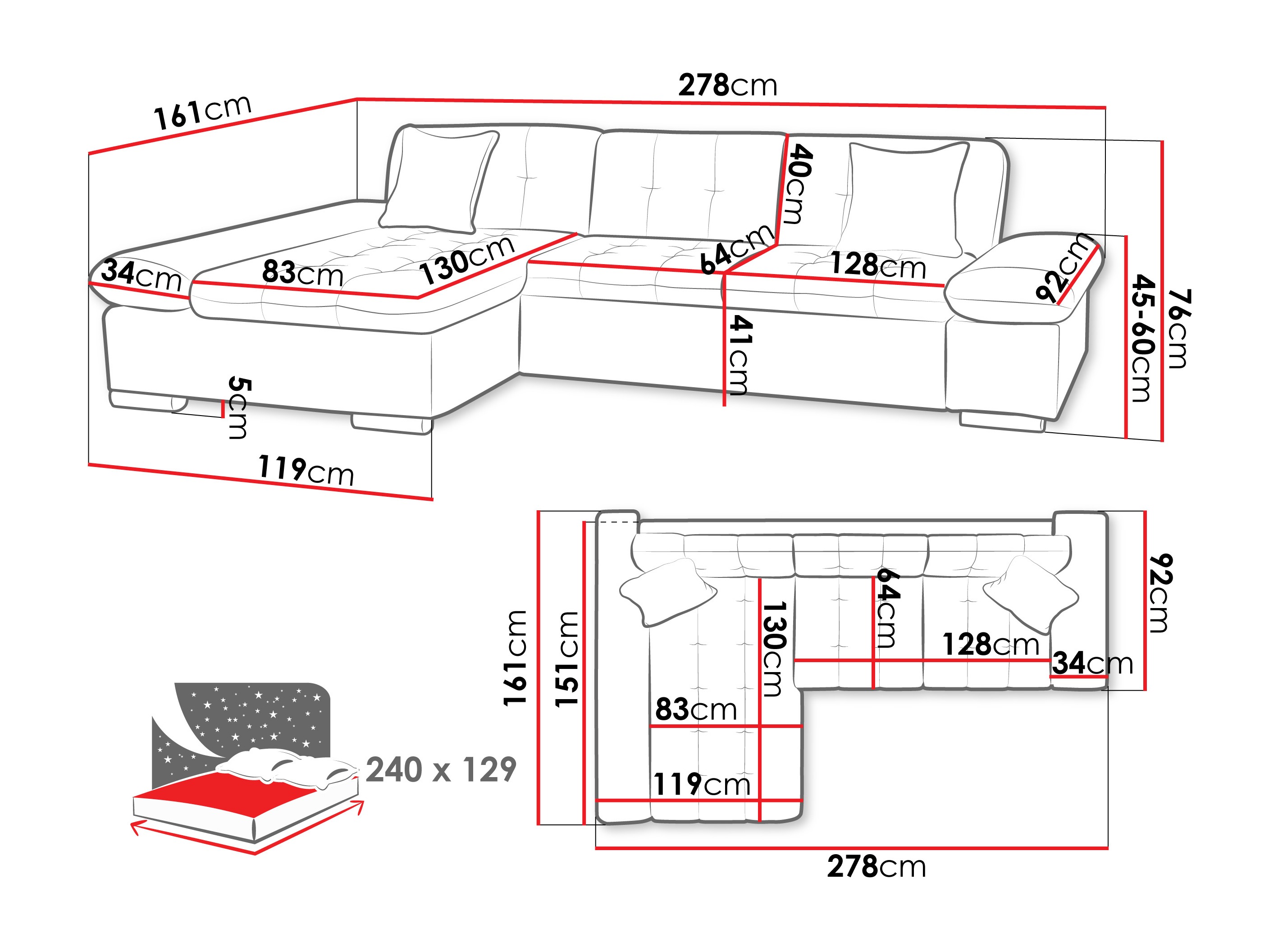 Hjørnesofa Comfivo Sanitas II (Zoya 13)
