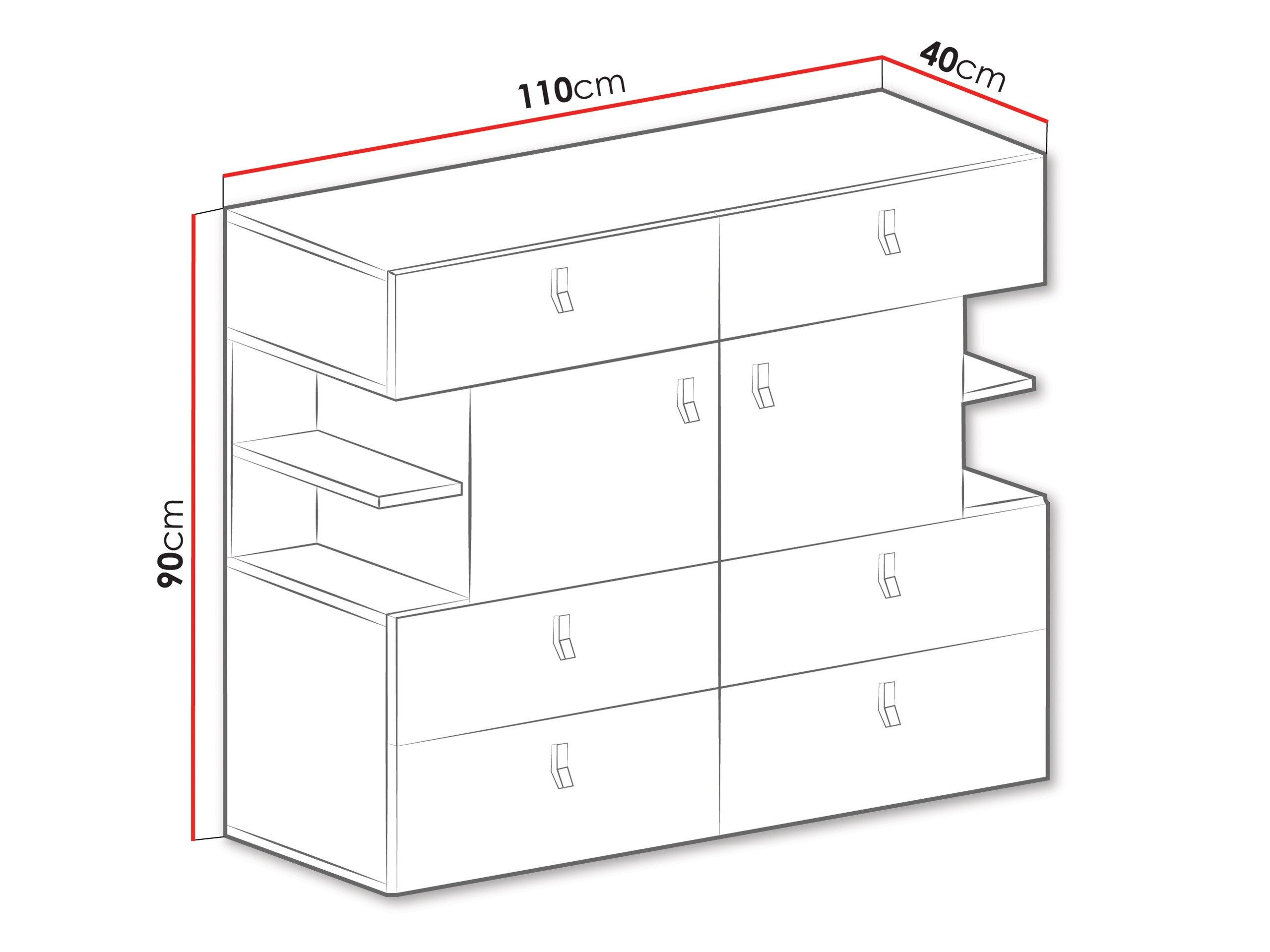 Kommode Camteso 106 (Hvid + Egetræ + Turkis)
